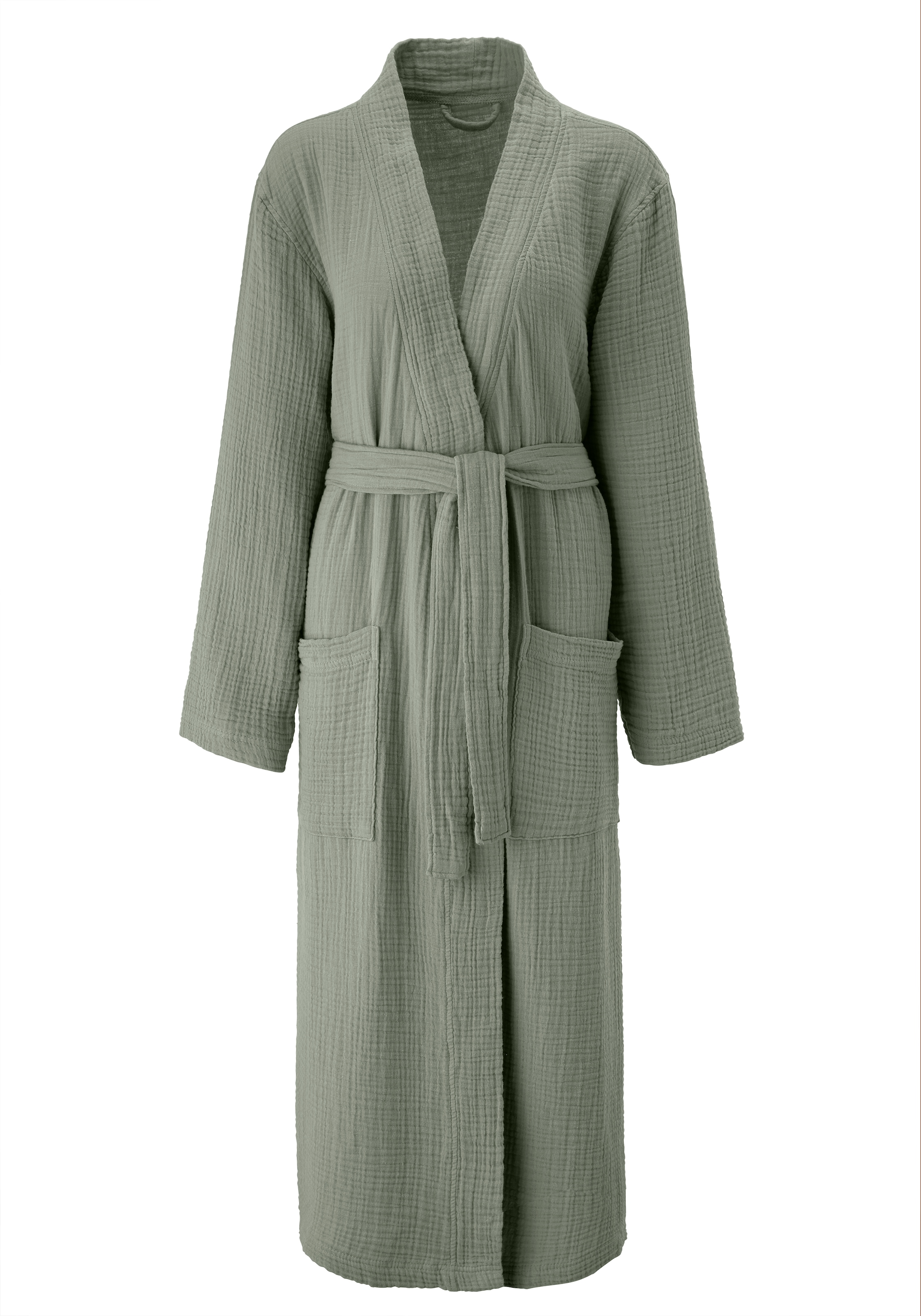 my home Bademantel »Juna Musselin, ideal für Sauna & Spa, Hotelbademantel, Morgenmantel« 1 Stk. modern, leichte Qualität, 100% Baumwolle