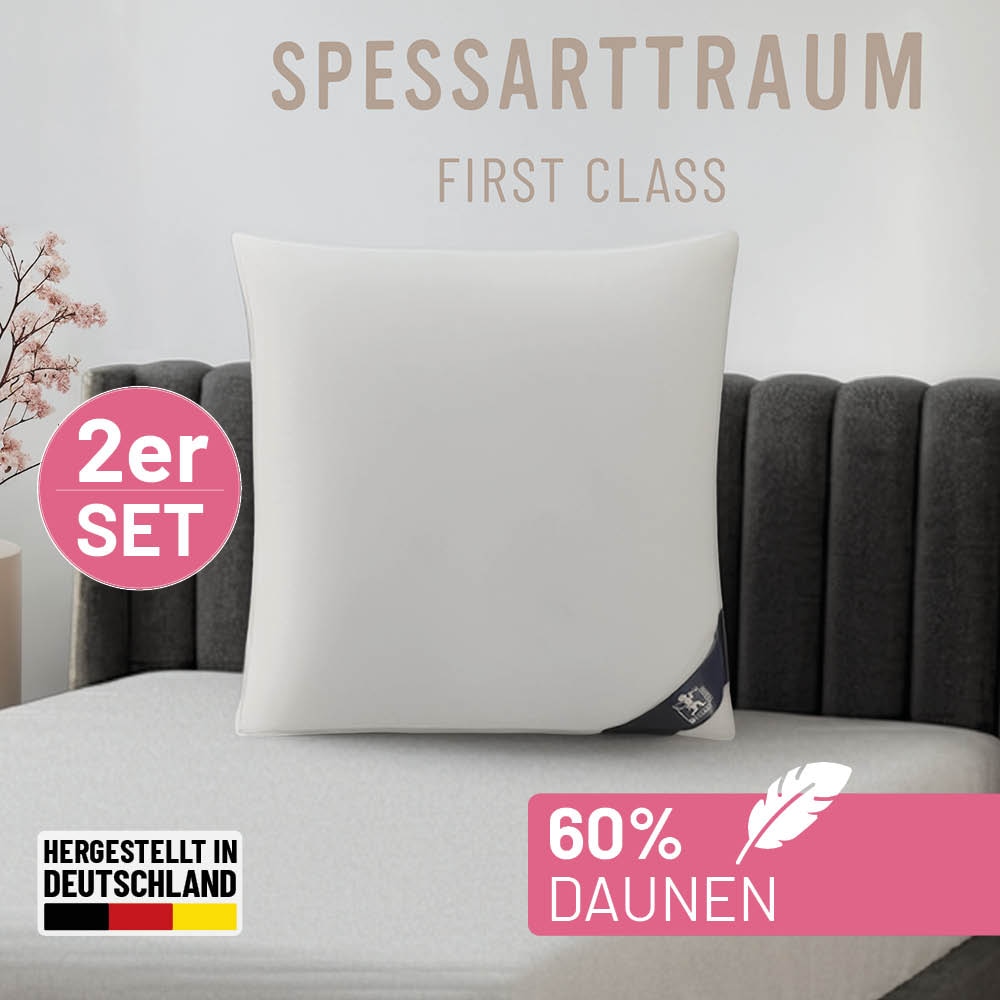 SPESSARTTRAUM Daunenkissen "FIRST CLASS" Füllung: 60% Daunen, 40%Federn Spar-Set, 2 Stk. tlg. hergestellt in Deutschland, allergikerfreundlich