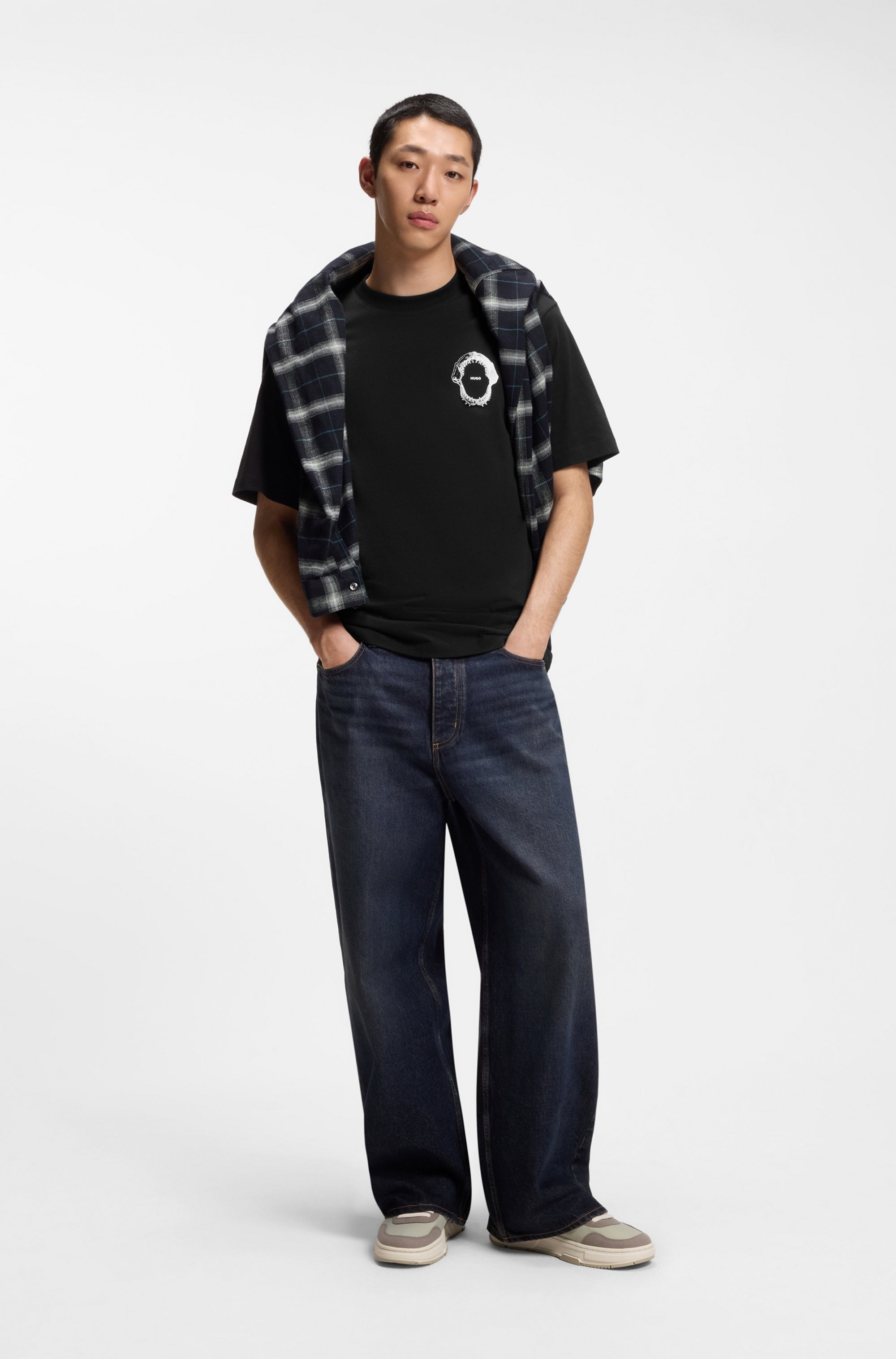 HUGO T-Shirt Regular Fit, Rückdruck, Rundhalsausschnitt