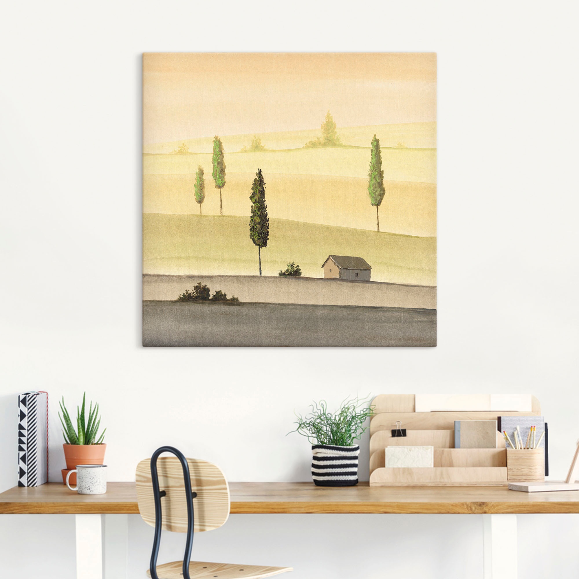 Artland Leinwandbild »Landschaft in Grün«, Wiesen & Bäume, (1 St.), auf Keilrahmen gespannt