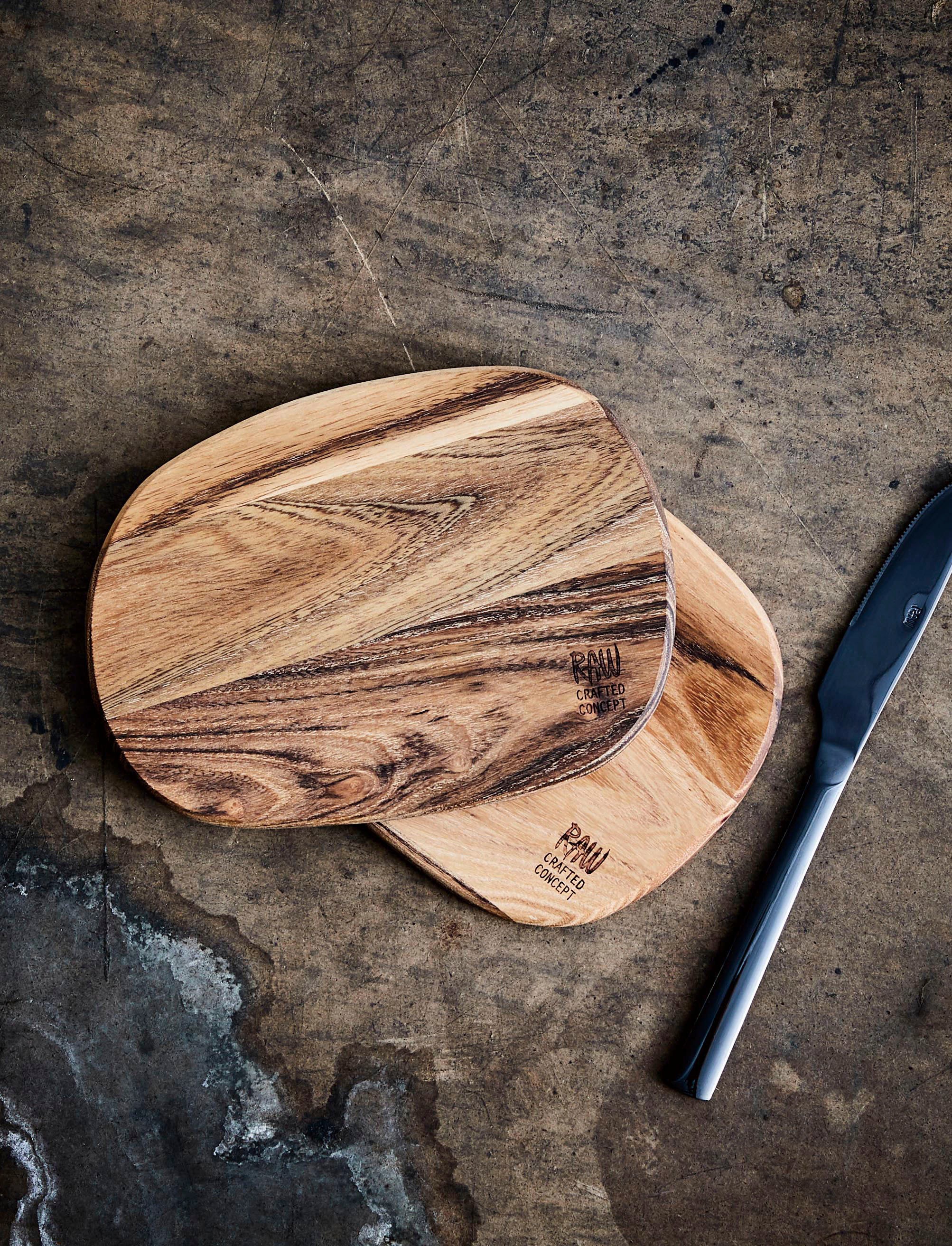 aida RAW Schneidebrett »RAW Teak«, (Set, 2 St.), organische Form