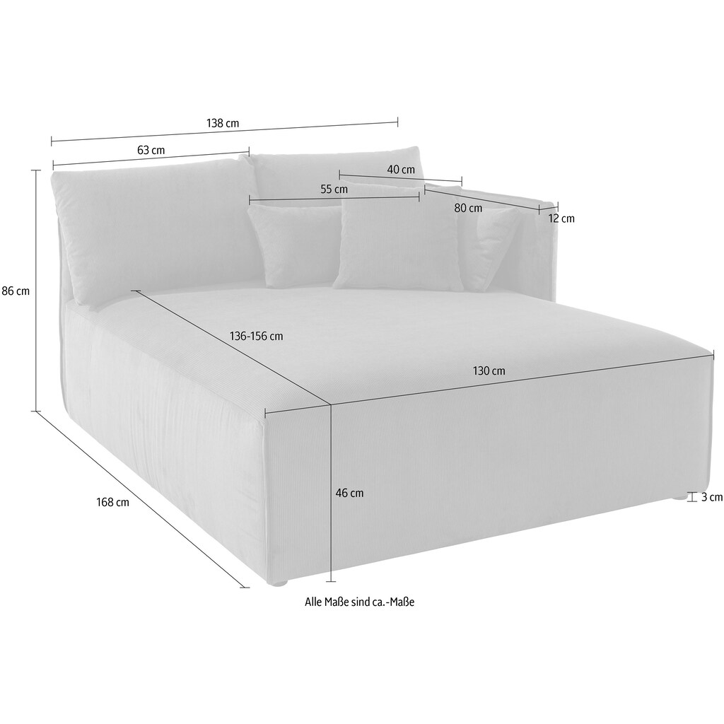 andas Ottomane »Nöre«, Lounge-Modul - zum eigenen Zusammenstellen, Breite 138cm, Tiefe 168cm