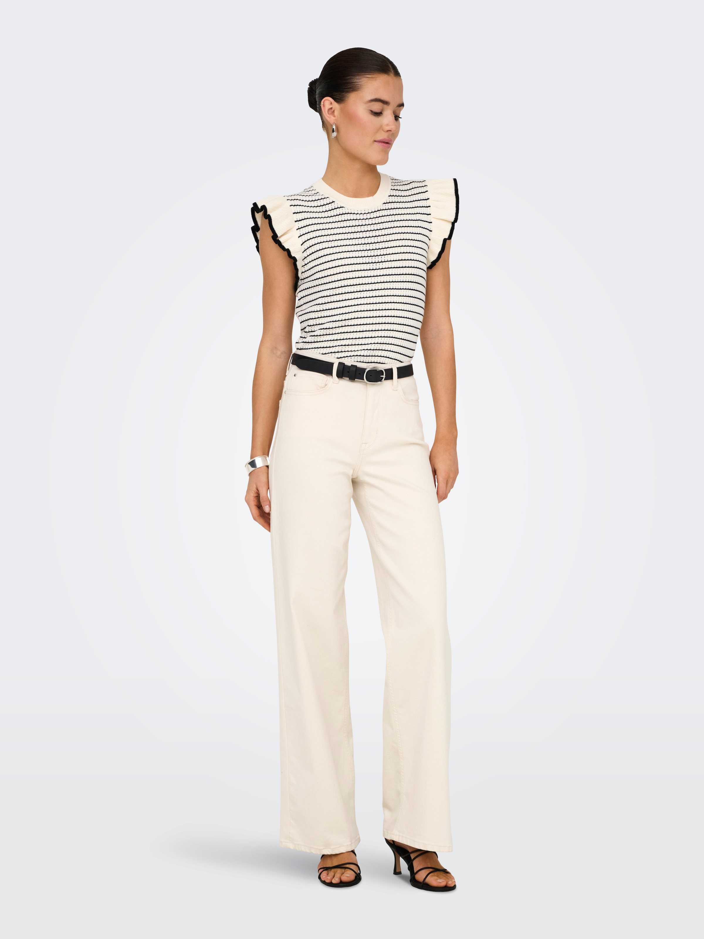 JDY Kurzarmpullover »JDYCARICE S/L FRILL PULLOVER KNT NOOS«