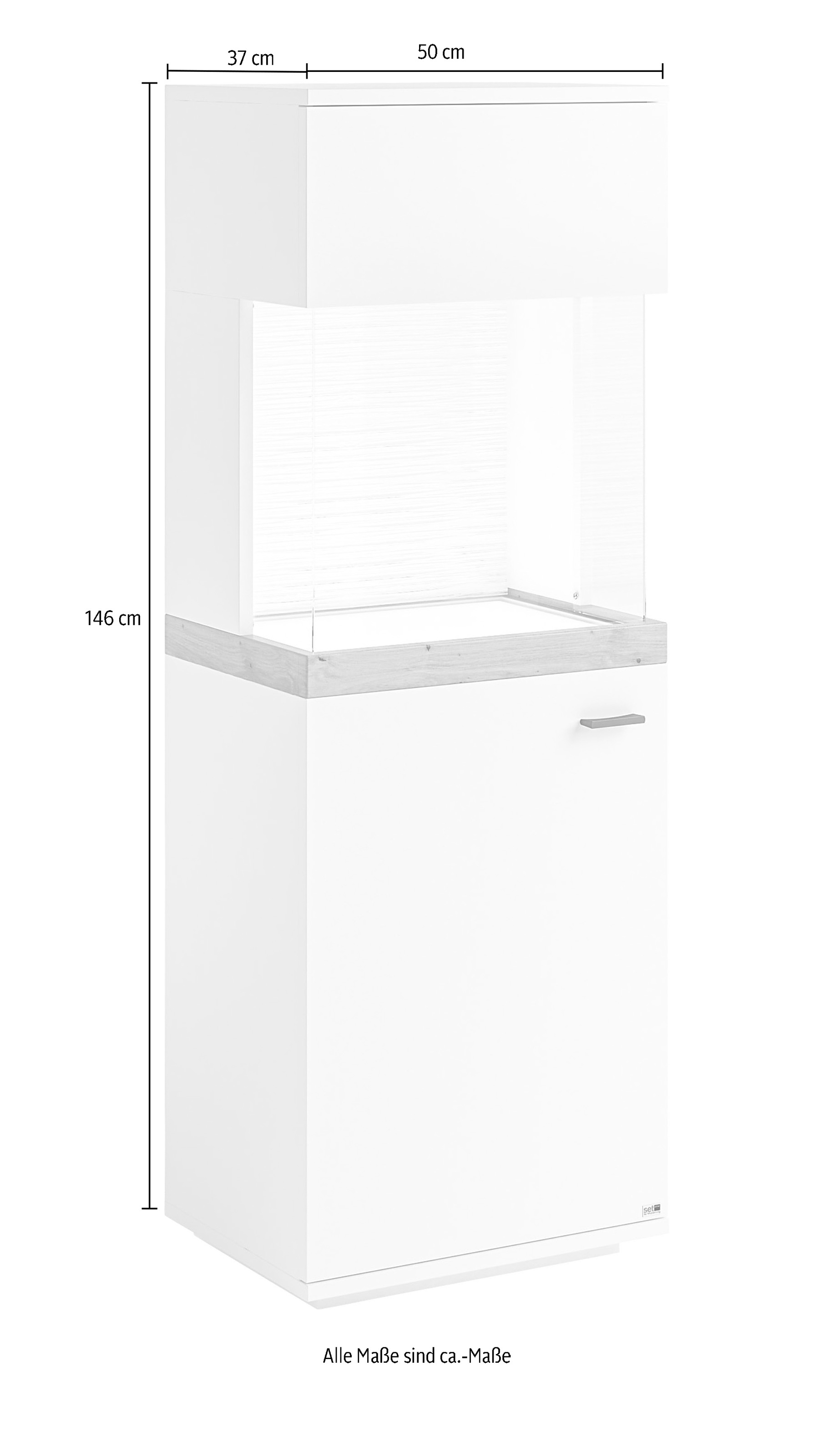 set one by Musterring Glasvitrine »Lancaster«, Farben weiß oder grau mit Eicheabsetzung, mit LED-Beleuchtung