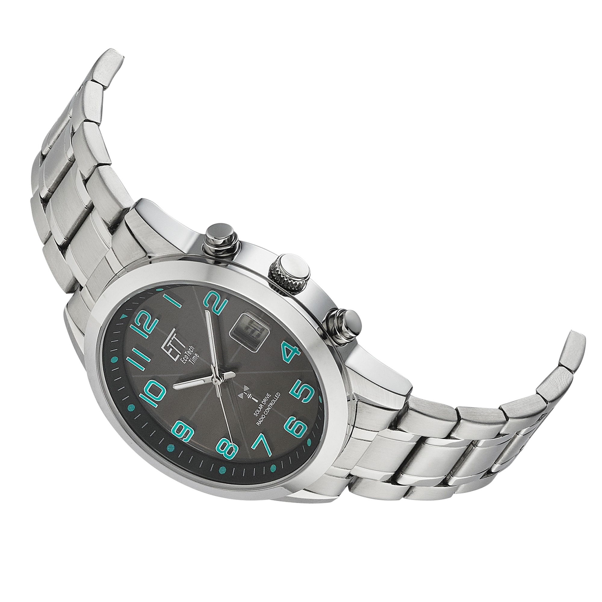 ETT Funkuhr »Gobi« Armbanduhr, Solar, Herrenuhr, Edelstahlarmband, analog, digital