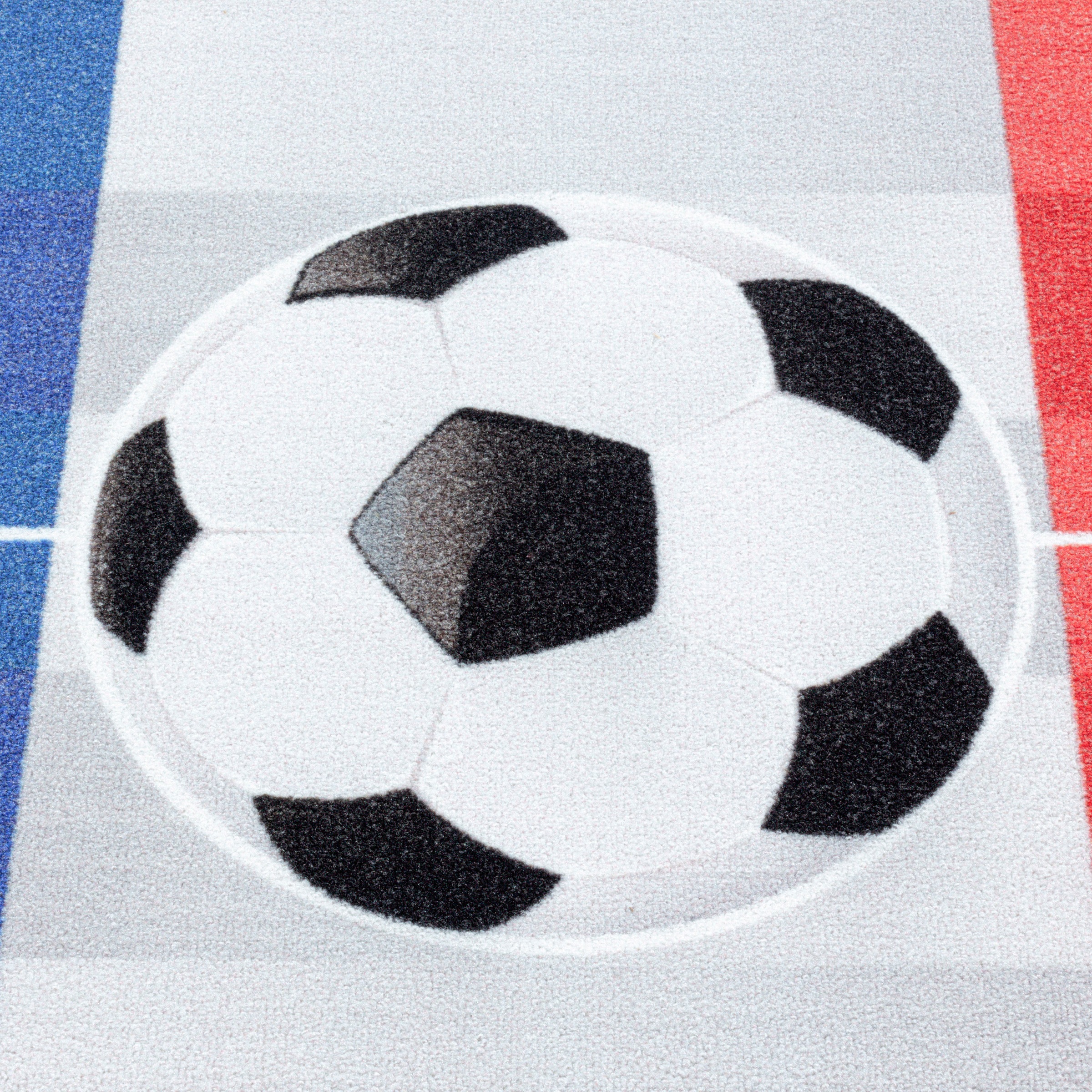 Ayyildiz Teppiche Kinderteppich »PLAY 2913«, rechteckig, 6 mm Höhe, robuster Kurzflor, Fußball, blau weiss rot,Frankreich, Kinderzimmer
