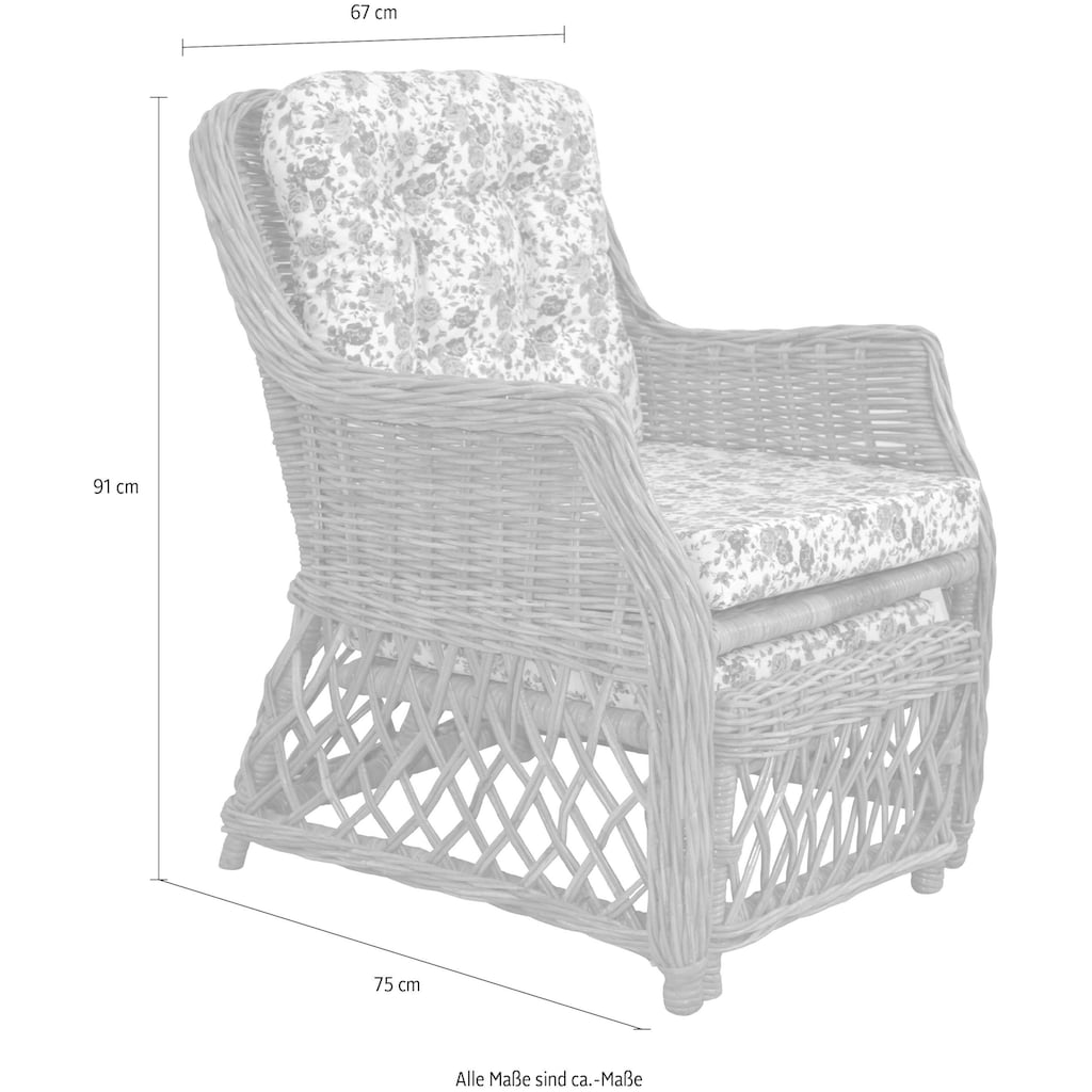 Home affaire Rattanstuhl, Handarbeit, Maße (B/T/H): (67/75/91)