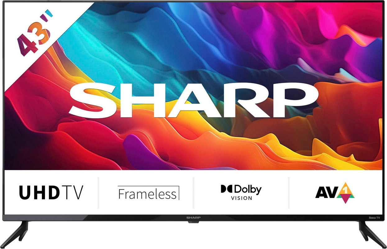 Sharp LED-Fernseher »4T-C43FJx«, 108 cm/43 Deutschland Jahre Garantie verfügbar, XXL Digital TV 3 Ultra HD, 4K | HDR10, nur Dolby Zoll, Smart-TV, Rahmenlos, in UNIVERSAL Roku ➥