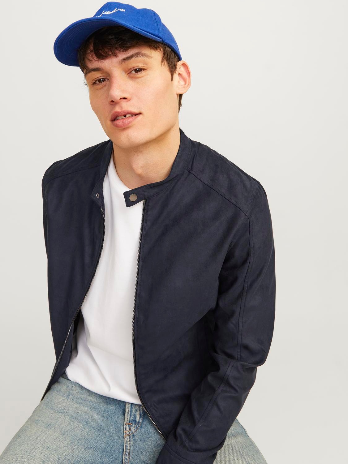 Jack & Jones Lederimitatjacke »JJEDYLAN CLEAN JACKET NOOS«, ohne Kapuze, mit Bandkargen