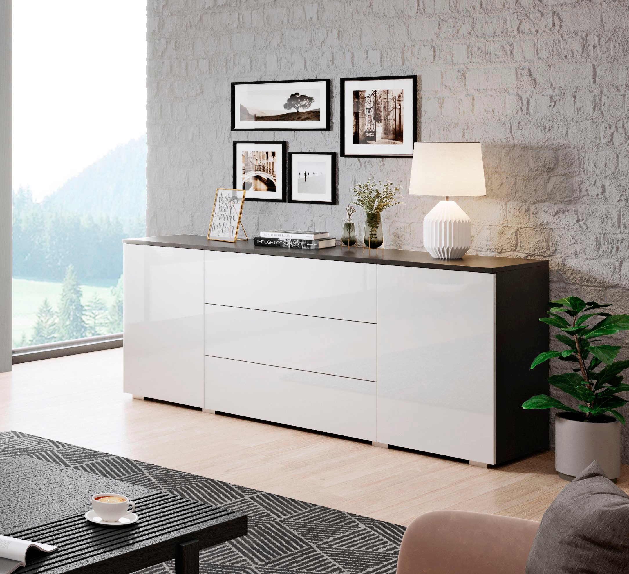 INOSIGN Sideboard »PARIS«, (1 St.), Moderne 150cm breite grifflose Kommode, vielseitig einsetzbar