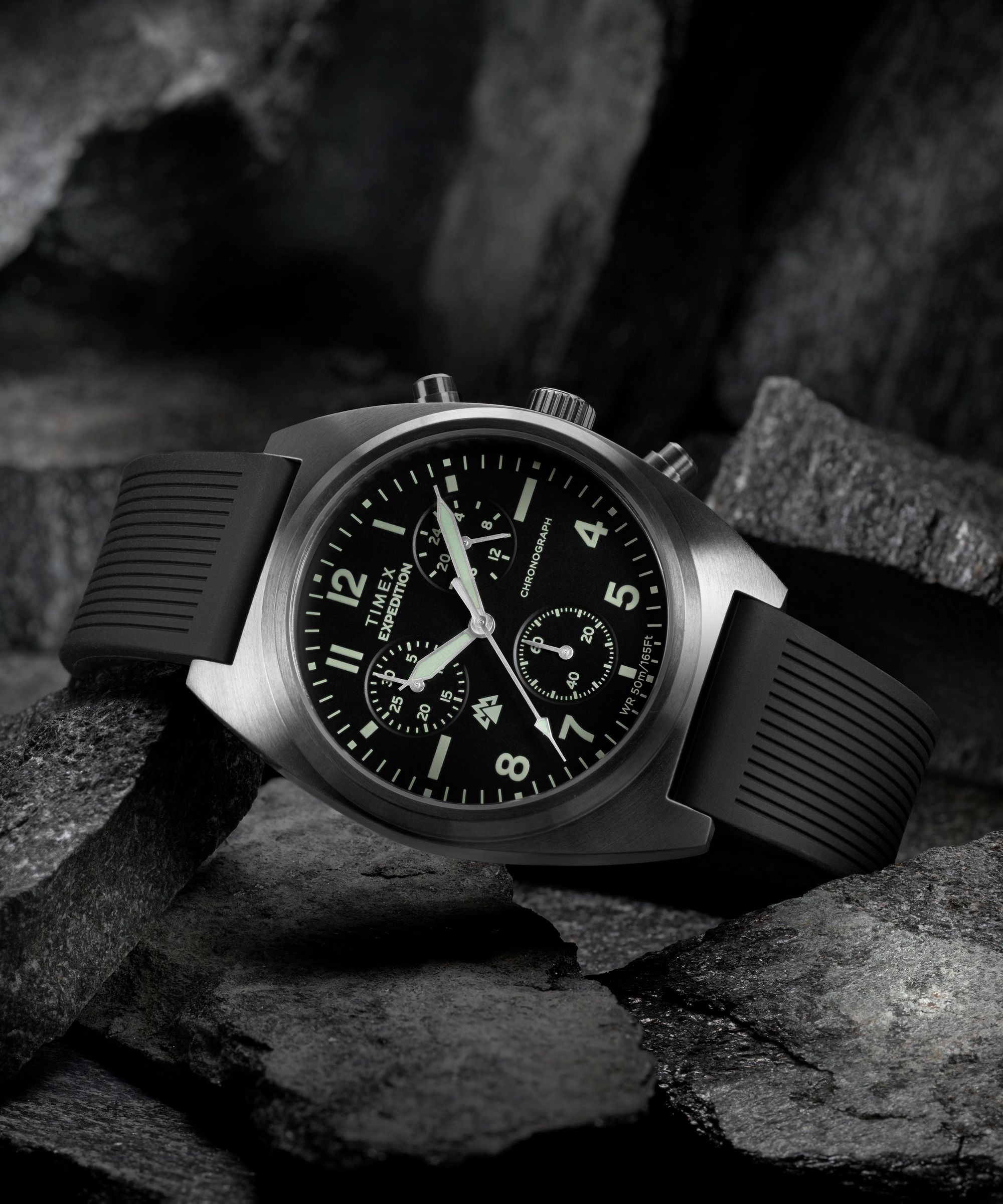 Timex Quarzuhr »Expedition® Capstone Chronograph« Armbanduhr, Herrenuhr, Silikonarmband, analog, Tag, Beleuchtung
