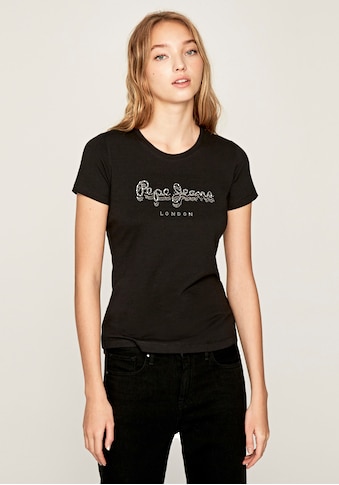 Pepe Jeans Kurzarmshirt »BEATRICE«, mit großem Marken-Logo aus Glitzersteinen im... kaufen