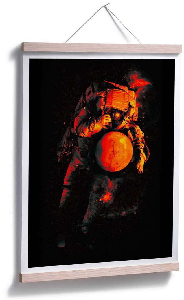 Schwarz Wandposter Wall-Art auf (1 bestellen Astronaut, Rechnung Mars Weltall«, St.), »Astronaut Wandbild, Poster, Bild, Poster