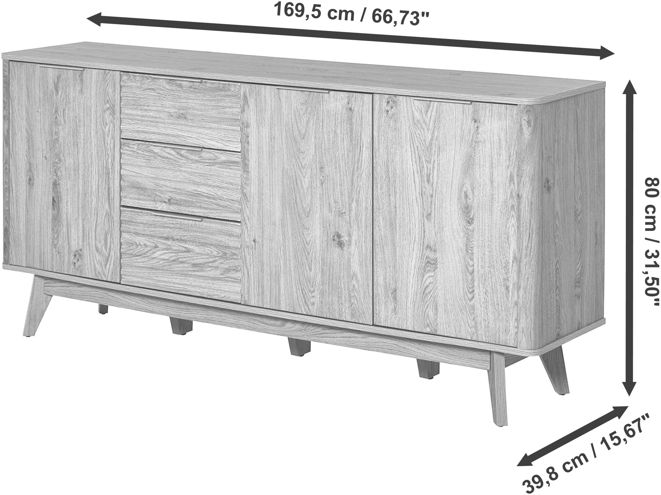 Jahnke Sideboard »WAVE SB 170« 1 Stk. tlg. Sideboard, 3 Schubladen + 3 Türen, Wellendesign, Breite 169,5 cm