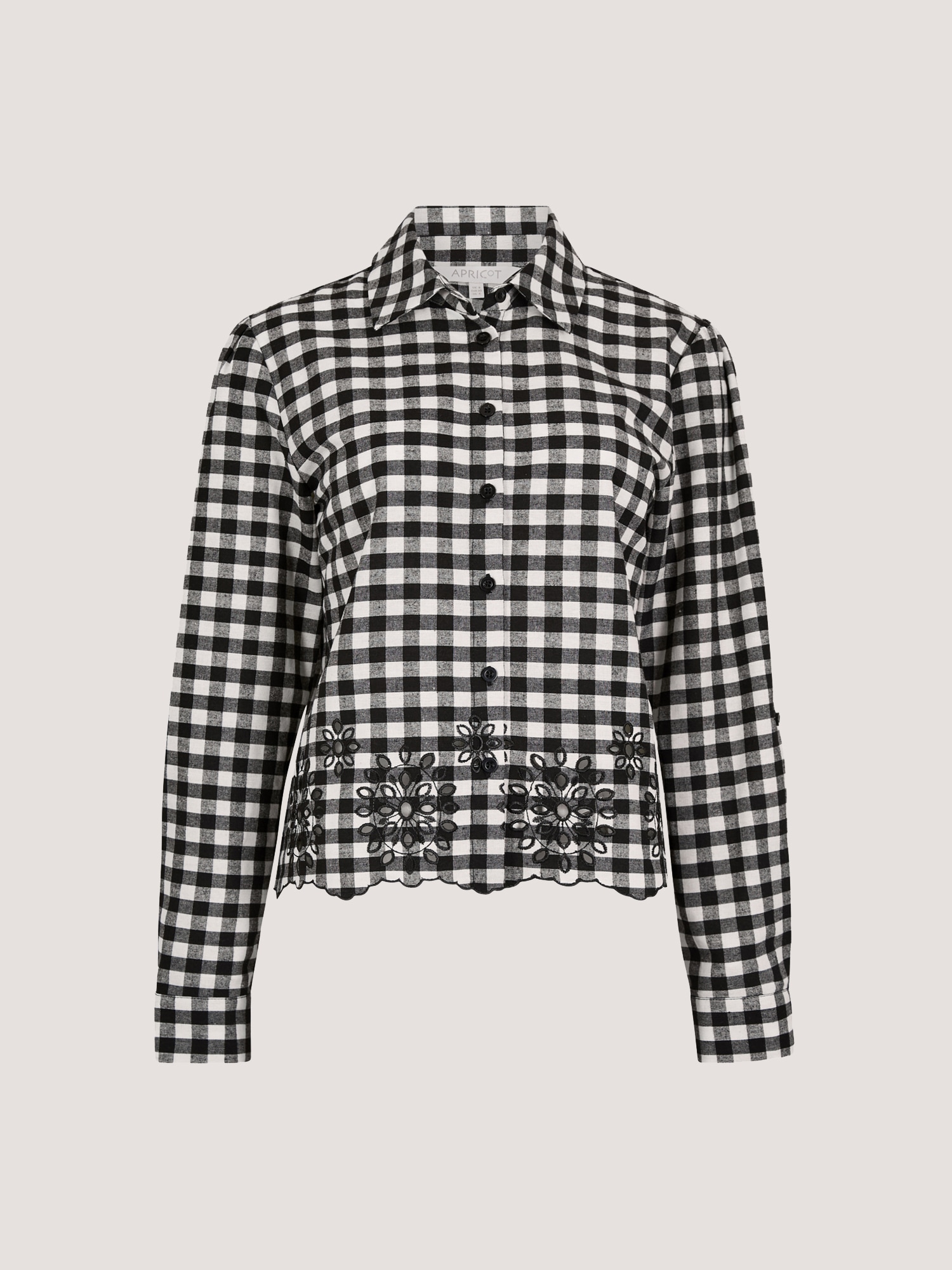 Apricot Hemdbluse »Gingham-Hemd« mit besticktem Saum