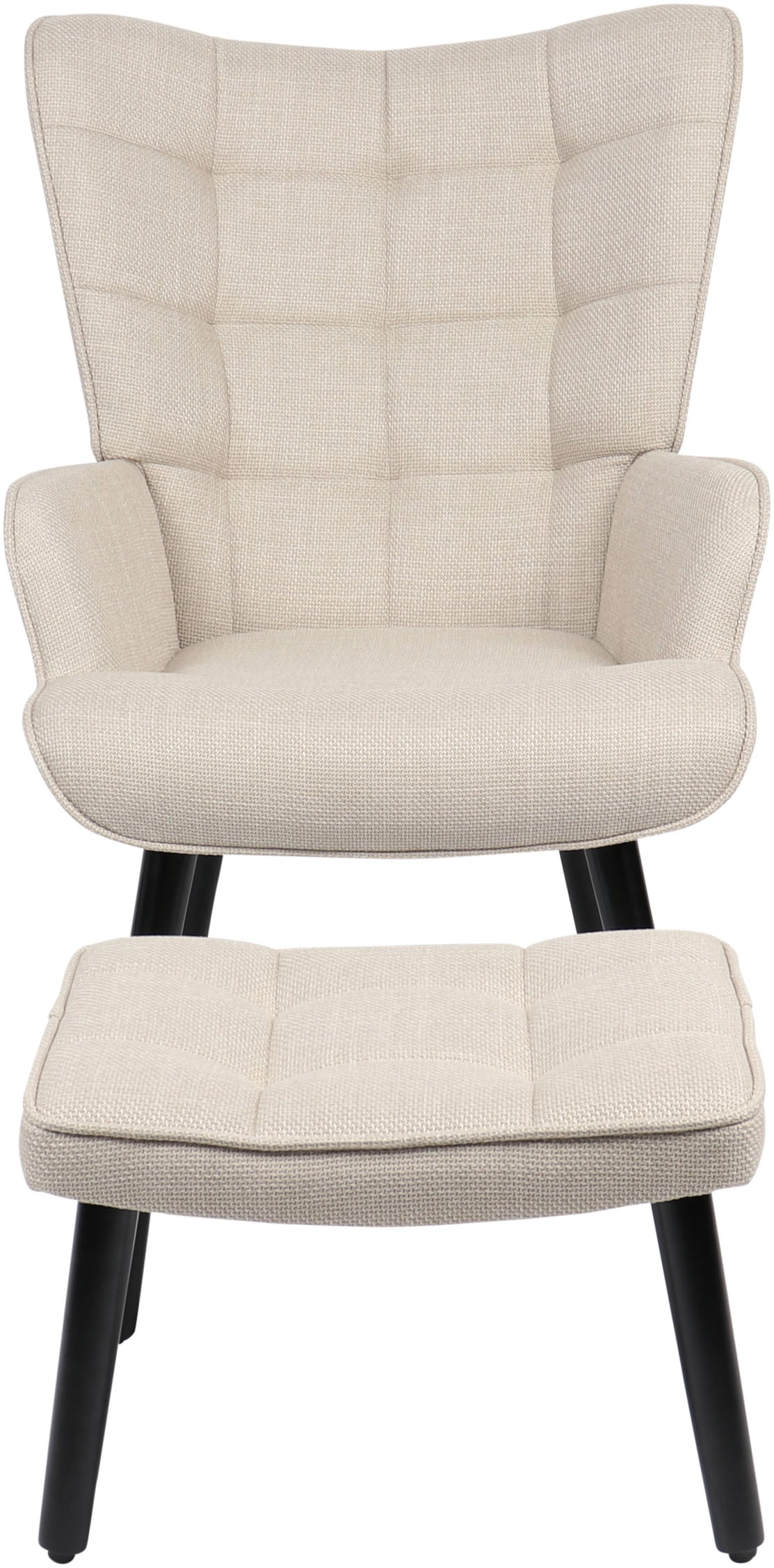 HELA Loungesessel »PAROS«, (Set, 2 St., Sessel mit Hocker), Sessel mit Hocker;Loungesessel;4-Fuß Massiv;Webstoff;Armlehnen