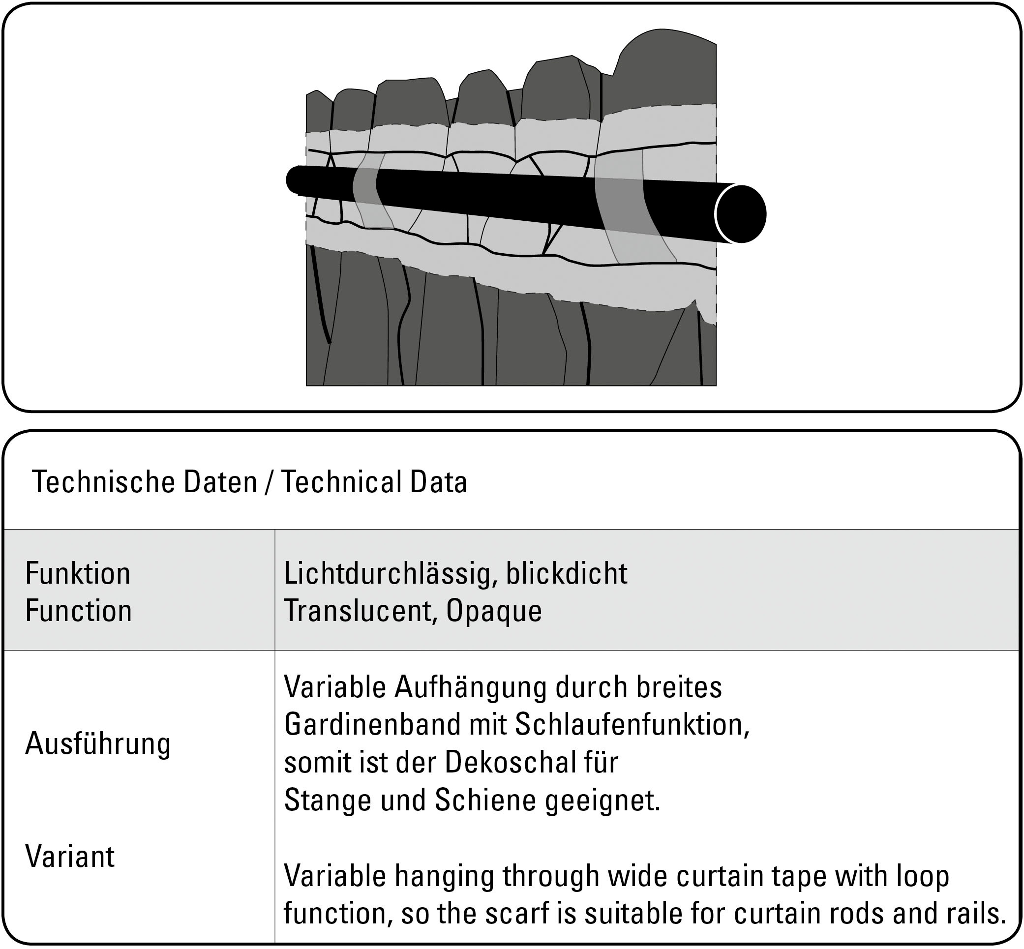 Gardine »Schal Leinenoptik«, (1 St.), mit Gardinenband und verdeckten Schlaufen