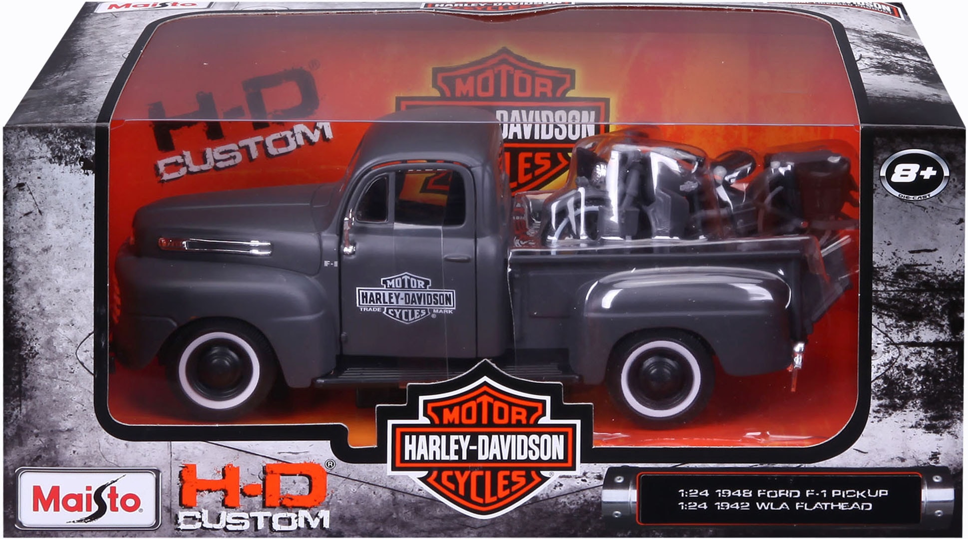 Maisto® Sammlerauto »Ford F1 ´48«, 1:24, inklusive Harley-Davidson WLA Flathead