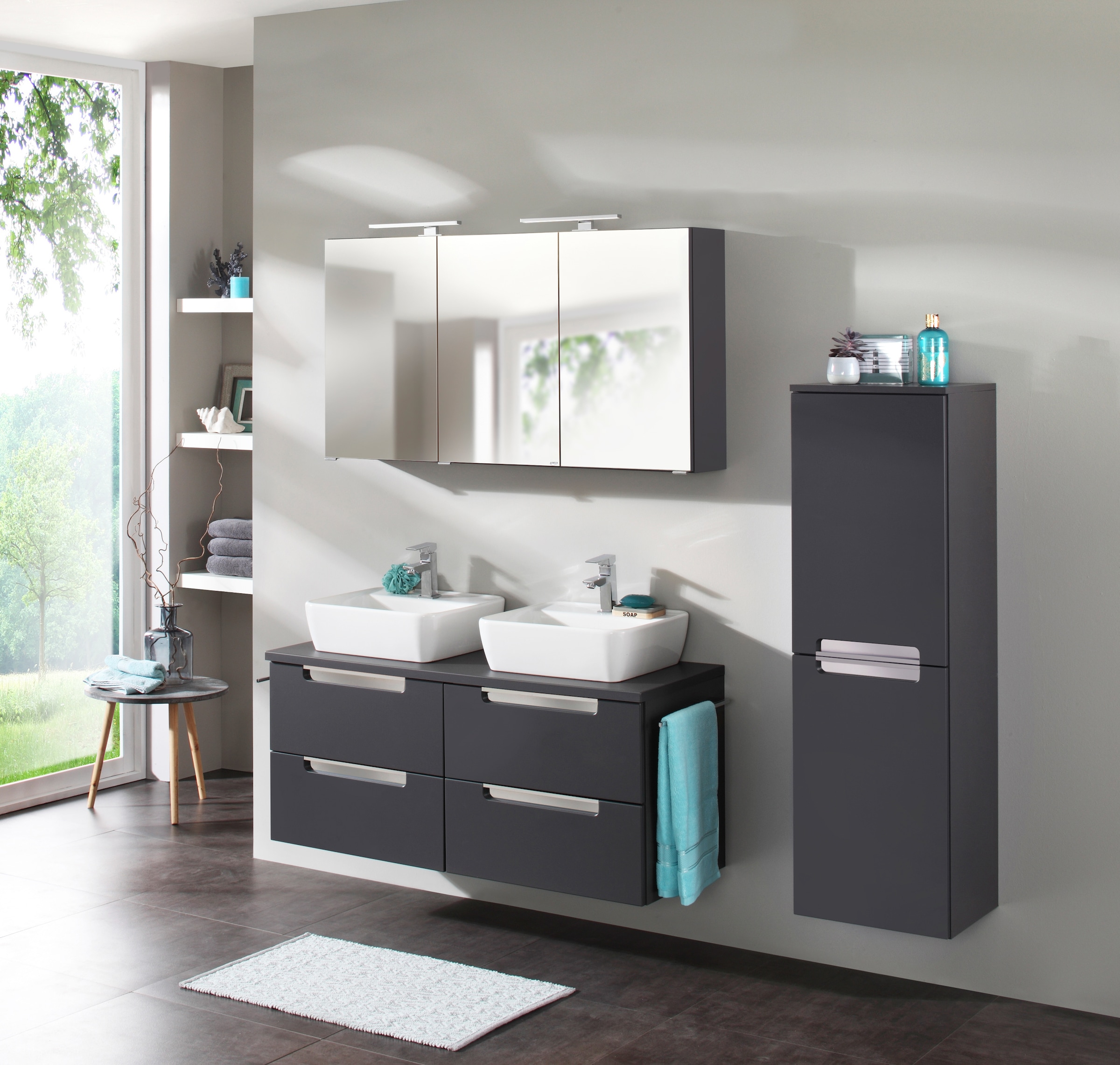 welltime Doppelwaschtisch »Malibu«, mit Soft-Close, Breite 120 cm