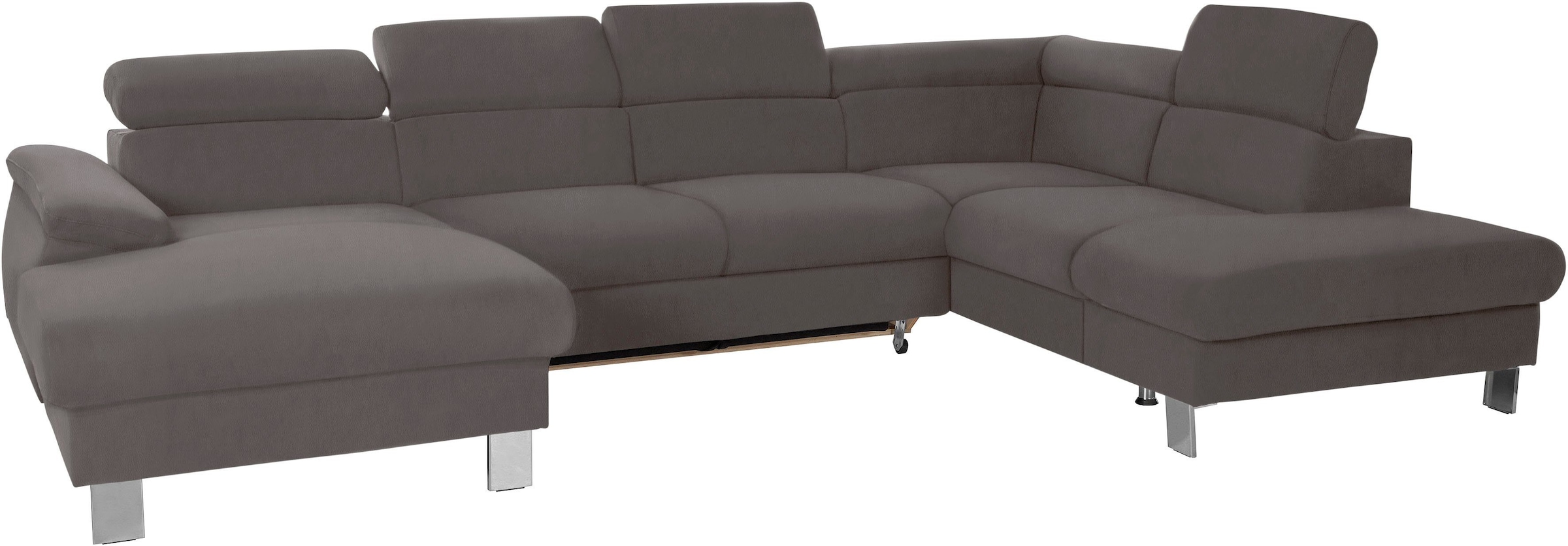 COTTA Polstergarnitur »Komaris U-Form«, (Set), Set bestehend aus: Wohnlandschaft mit Kopfteilverstellung & Hocker