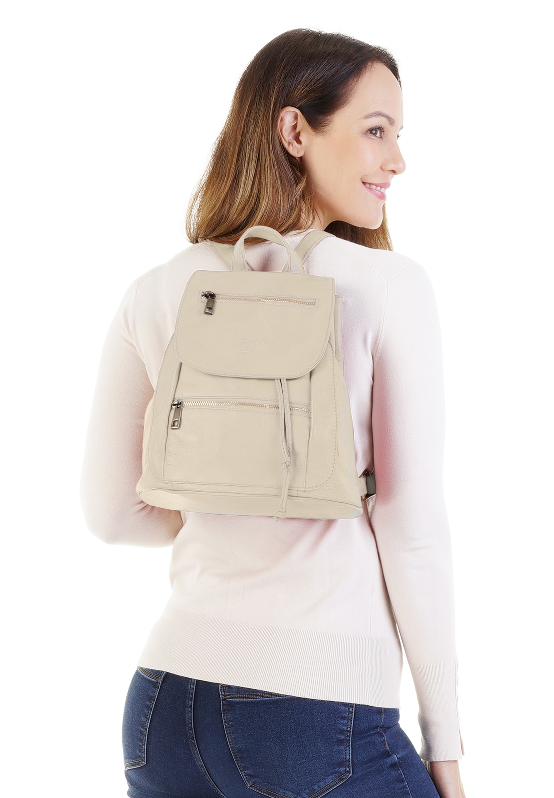 Samantha Look Cityrucksack, echt Leder, Made in Italy