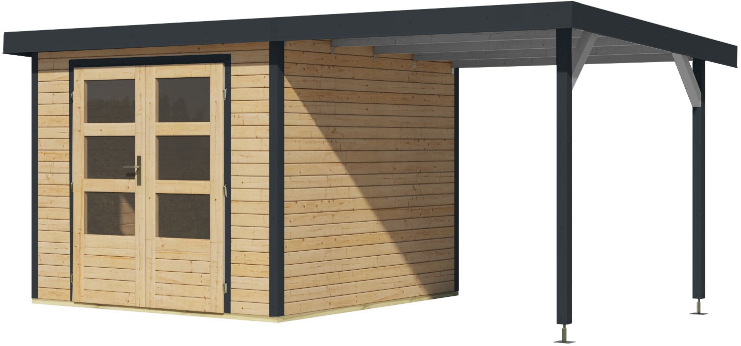 Karibu Gartenhaus »Jupiterino 3,5  SET, in verschiedenen Farben« inkl. Anbaudach