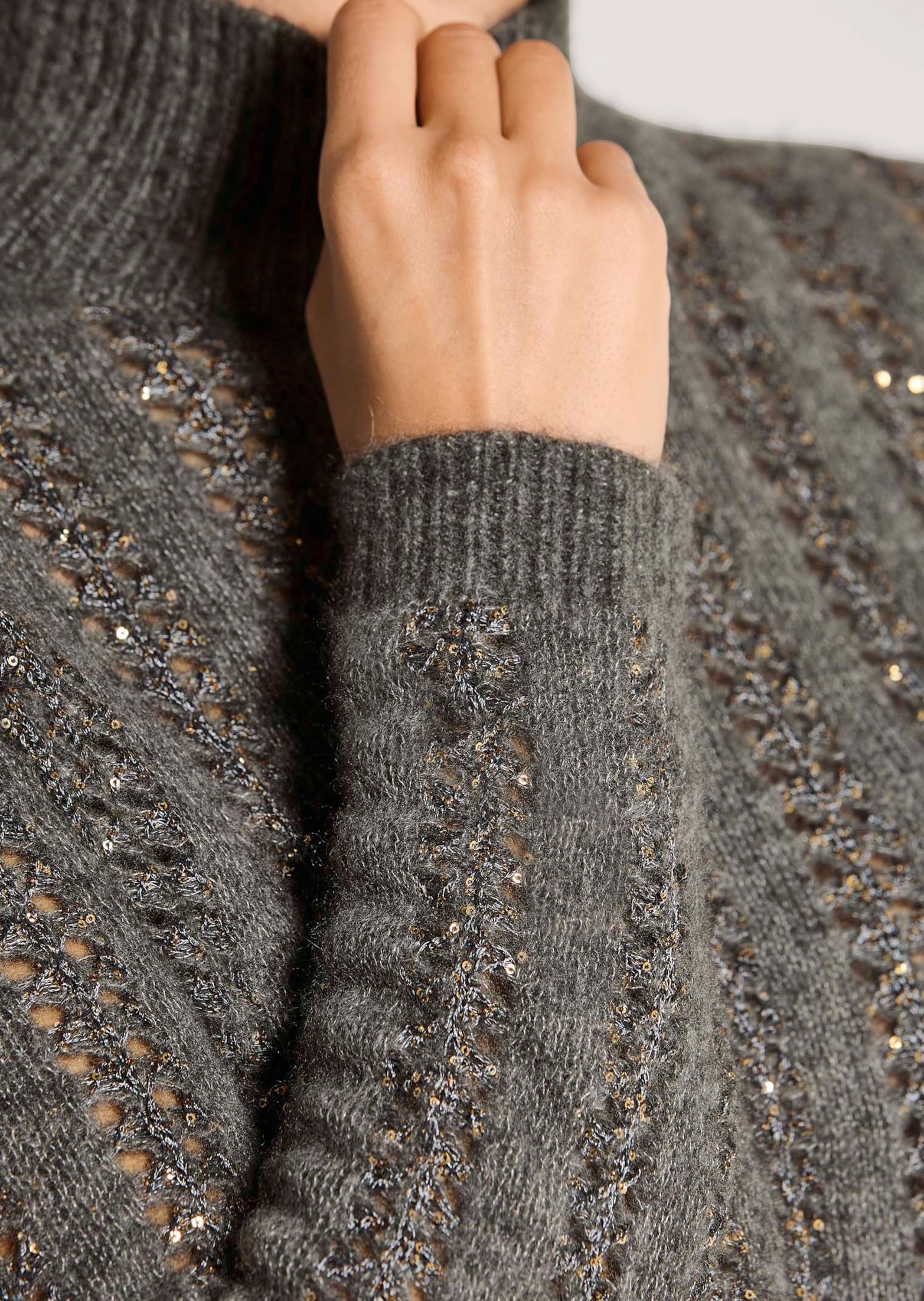 MADELEINE Longpullover »Pullover Glänzender Ajour-Pullover«