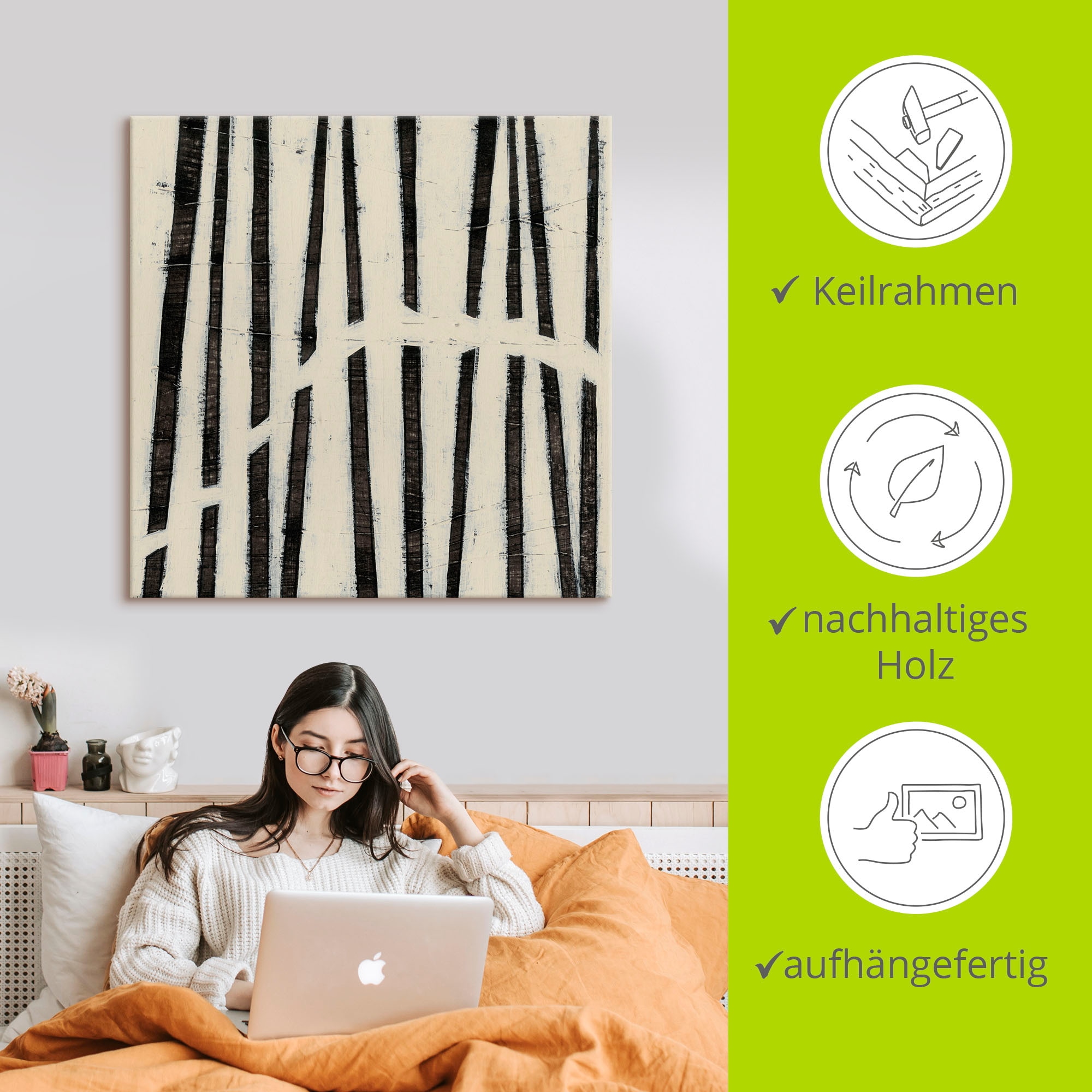 Artland Leinwandbild »Hieroglyph I« Muster 1 Stk. tlg. auf Holzrahmen gespannt