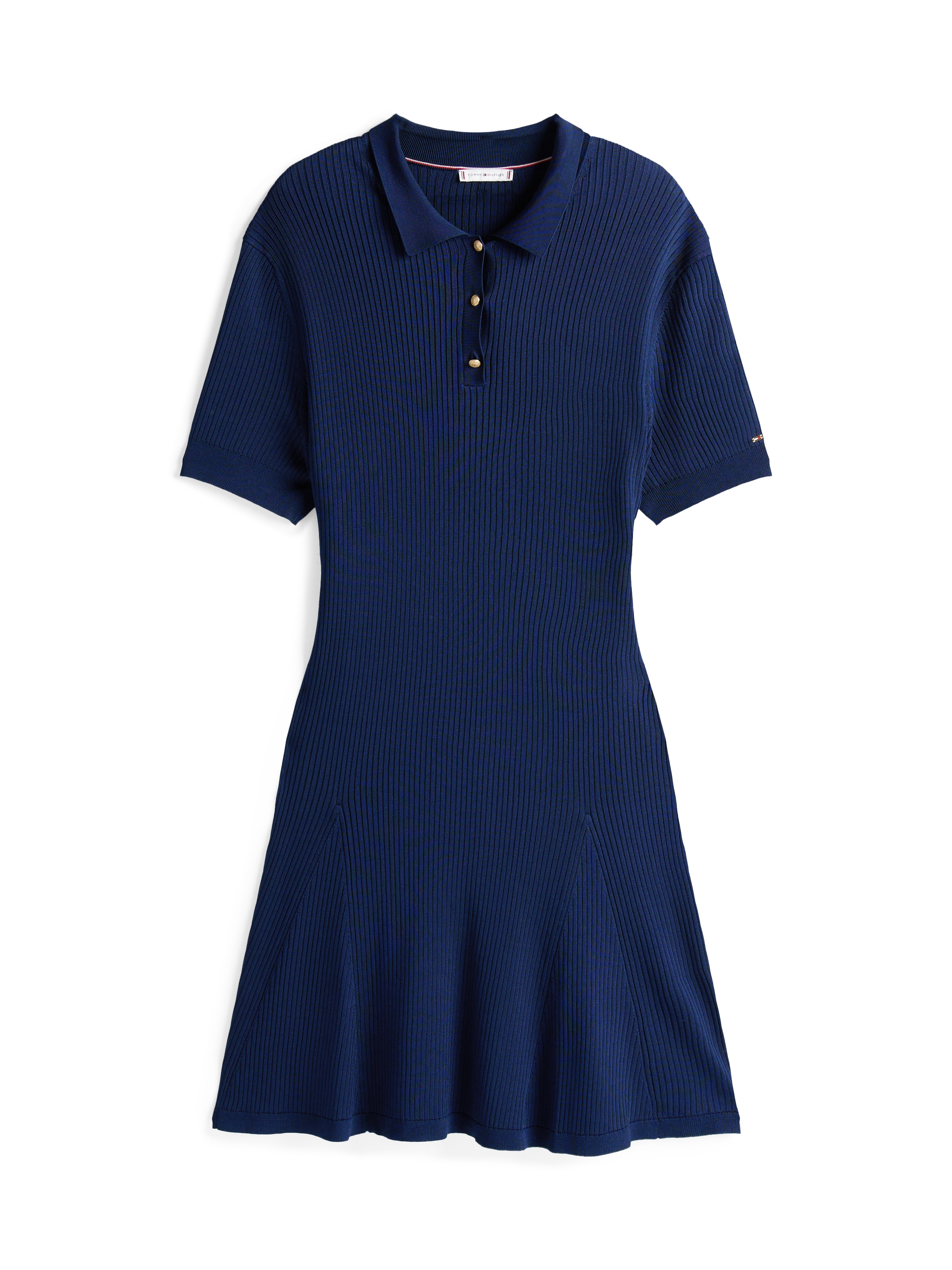 Tommy Hilfiger Curve Strickkleid »CRV RIB BTN F&F POLO SWT DRESS«, in Großen Größen, Polokragen, Logostickerei