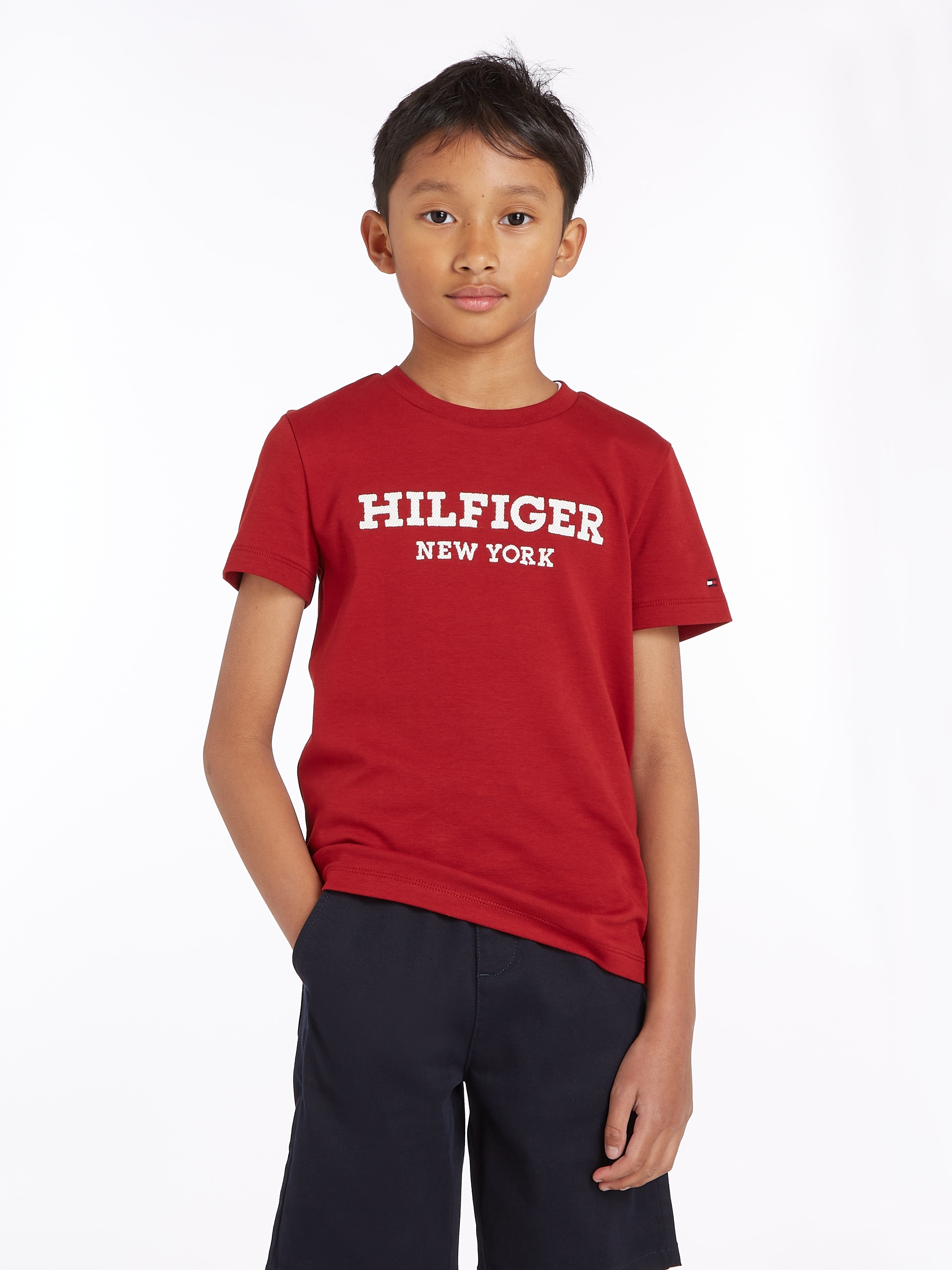Tommy Hilfiger T-Shirt »HILFIGER Statement TEE Hilfiger bei S/S«, LOGO mit Print