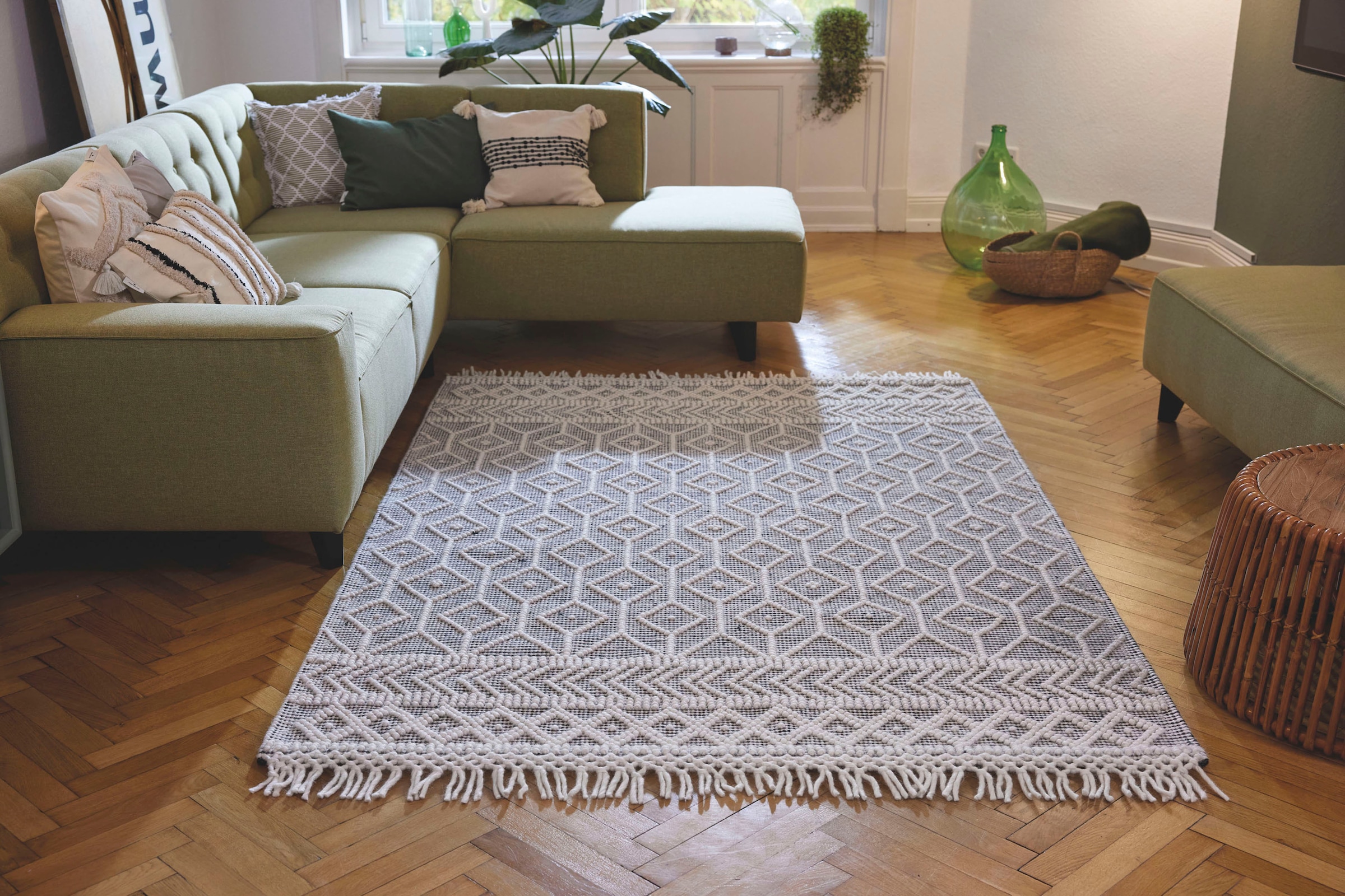 TOM TAILOR HOME Teppich »Colored Macrame«, rechteckig, Handweb Teppich,  reine Wolle, handgewebt, mit Fransen, Scandi Design | Kurzflor-Teppiche