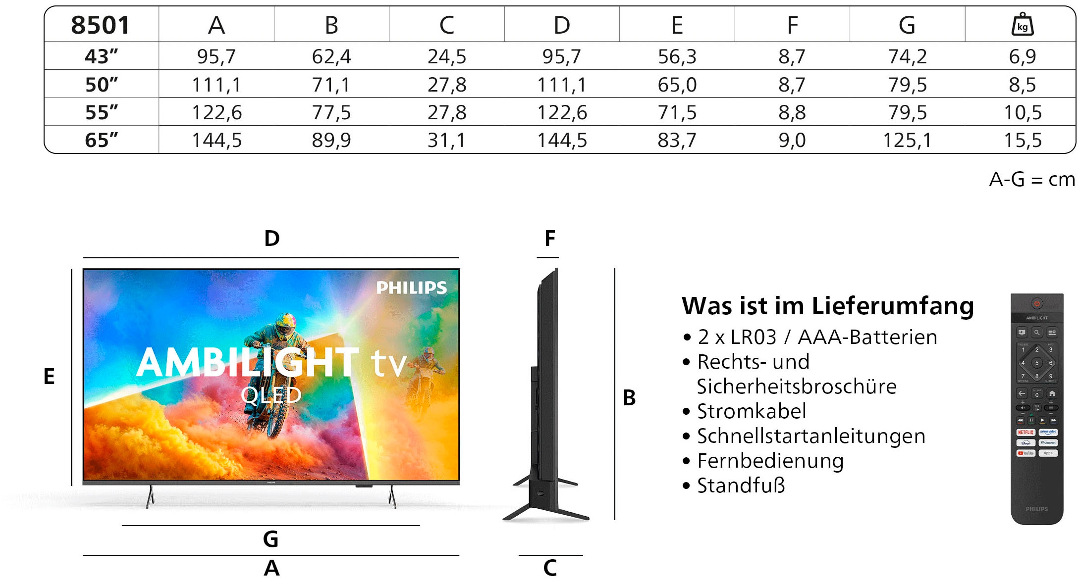 Philips QLED-Fernseher »65PQS8501/12« 164 cm/65 ″ Smart-TV