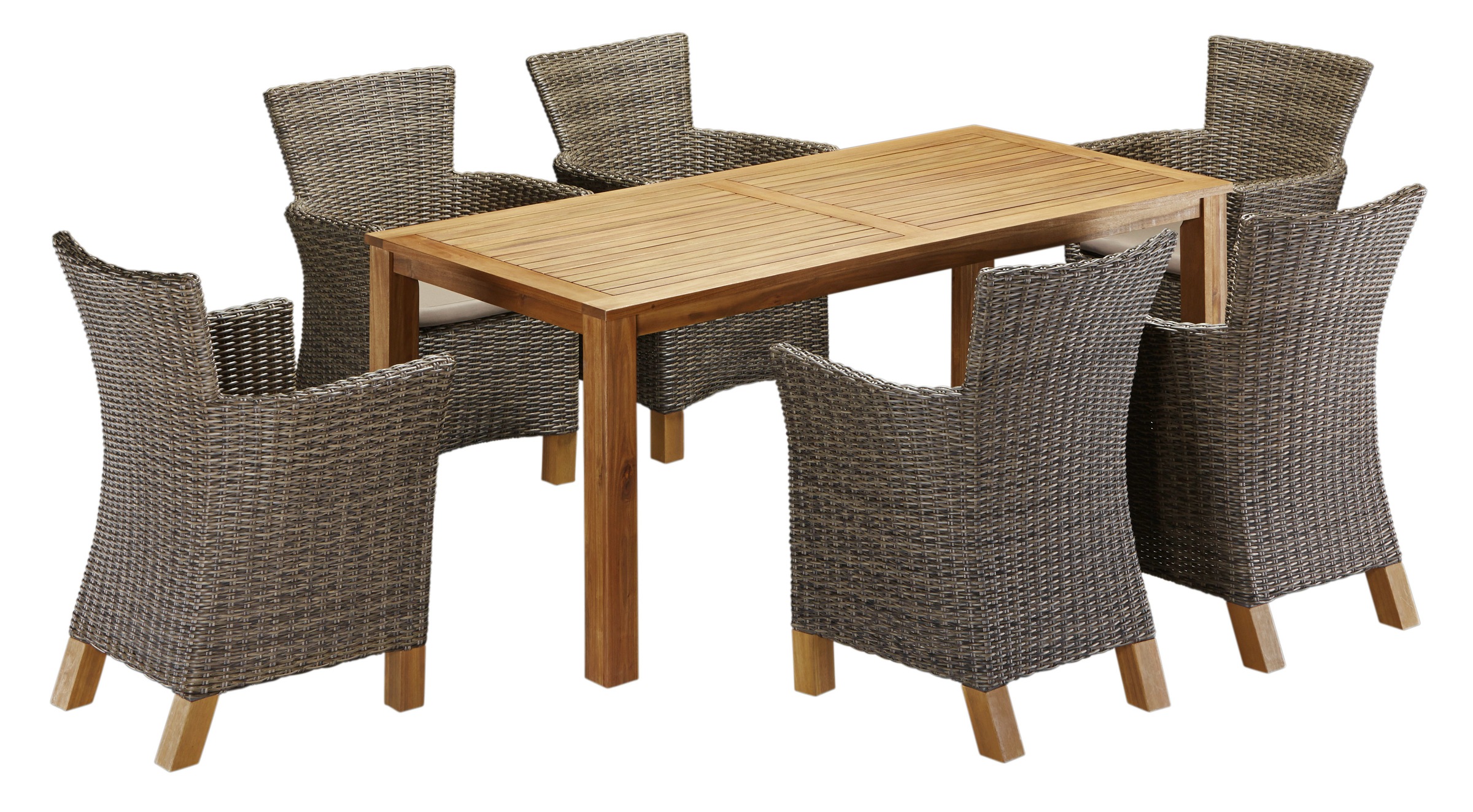 MERXX Garten-Essgruppe »Toskana«, (13 tlg.), 6 Sessel, Tisch 185x90cm, Polyrattan/Akazie