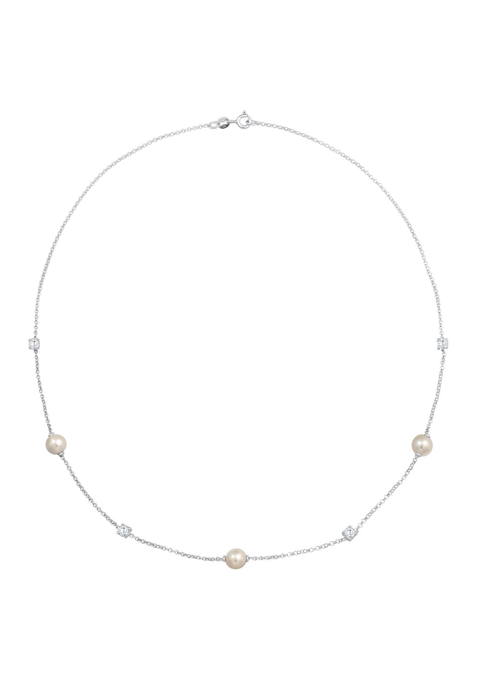 Nenalina Silberkette »Halskette Zirkonia Muschelkernperlen Klassik 925 Silber«