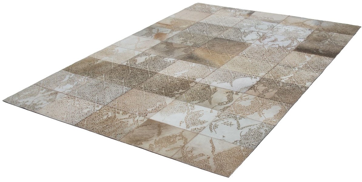 Kayoom Teppich »Cobra 343« rechteckig 18 mm Höhe Teppich aus Leder, gelasertes Design, handgefertigtes Unikat