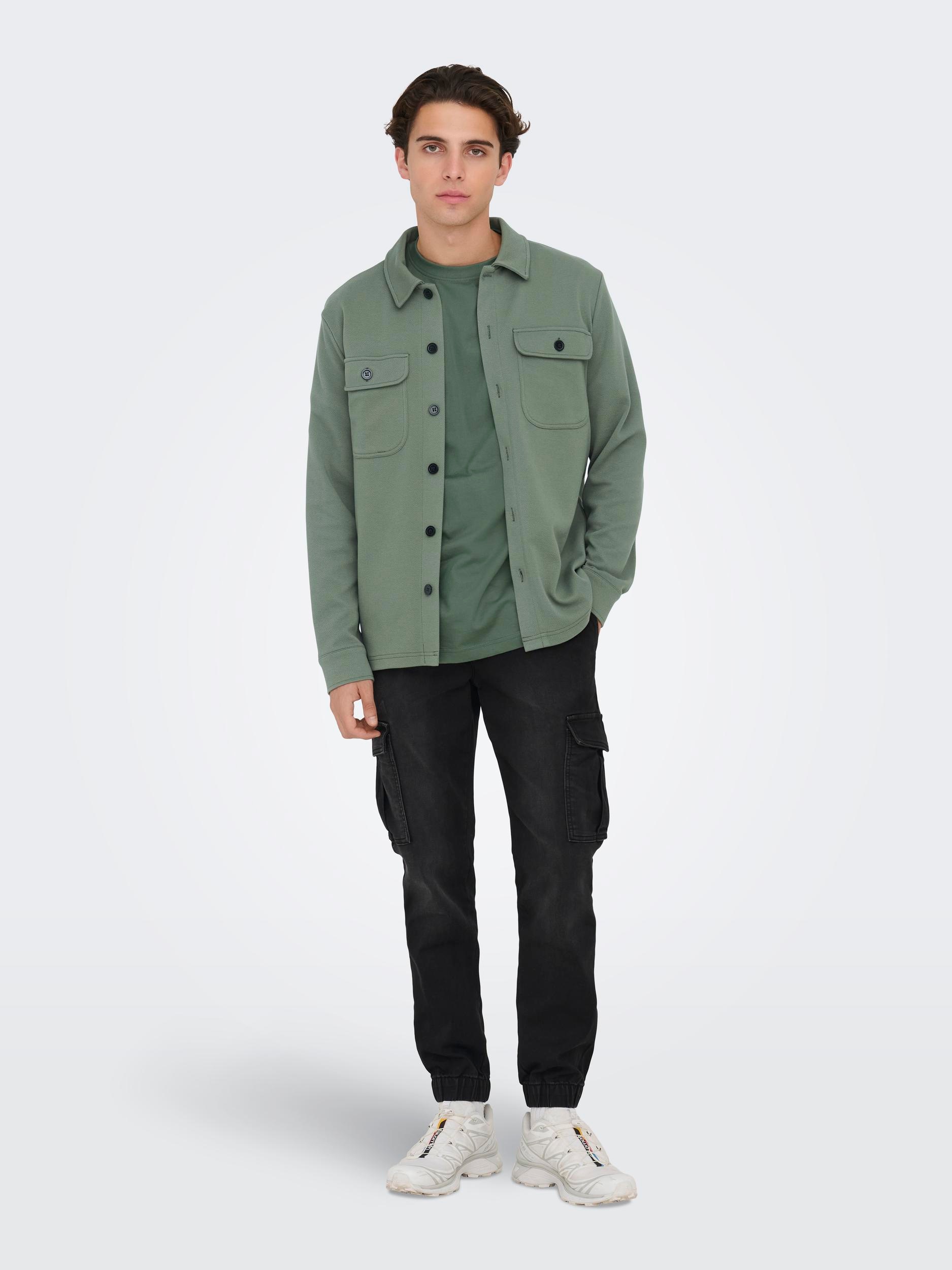 ONLY & SONS Langarmhemd »ONSNEWKODYL OVERSHIRT SWEAT NOOS« Materialmix, regular fit