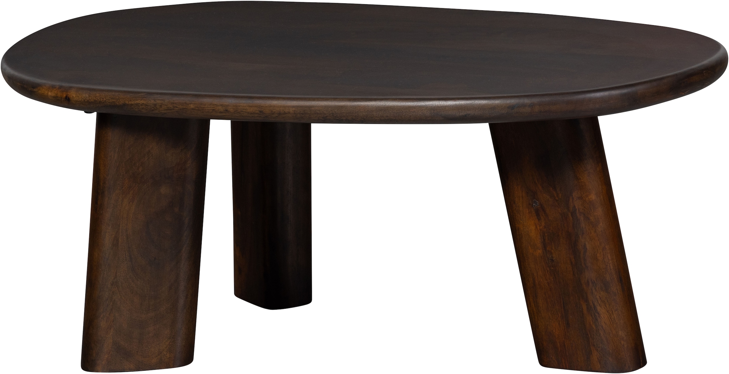 WOOOD Couchtisch »Roundly aus Mangoholz mit organisch geformter Platte 110x60x40 cm« Tragkraft 30 kg, Plattendicke 4 cm, Beine 14 cm breit