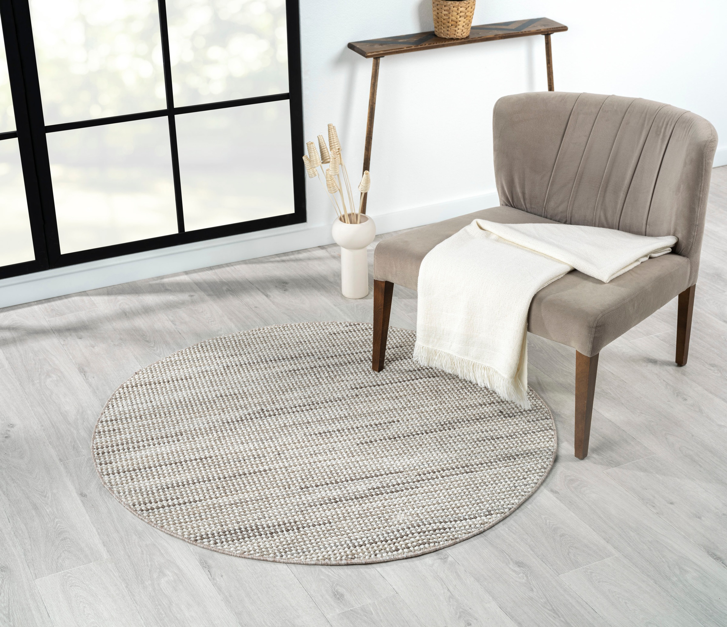 Myflair Möbel & Accessoires Teppich »Ava«, rund, 7 mm Höhe, Uni Farben, meliert, Sisal-Optik, auch in rechteckig erhältlich