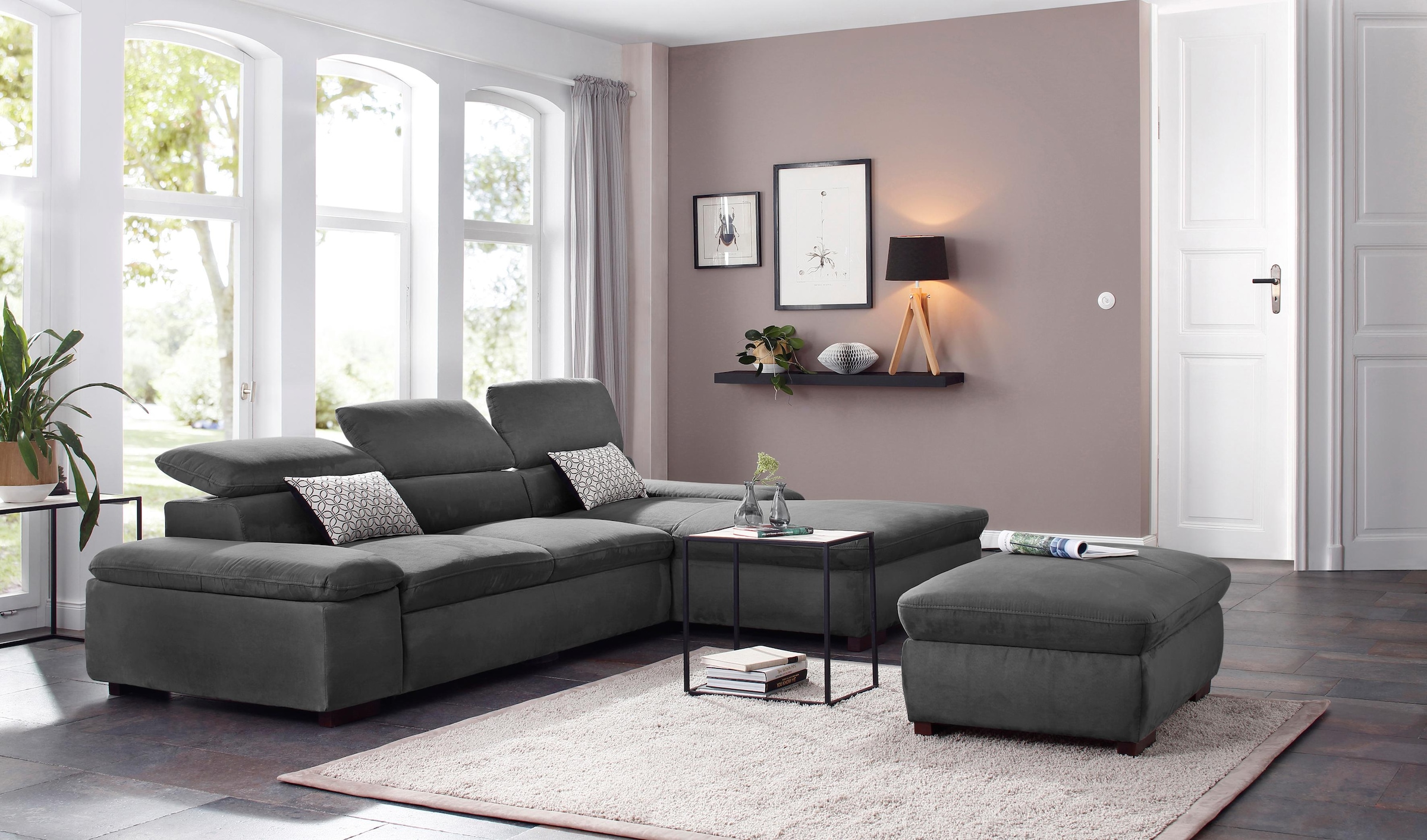 Home affaire Ecksofa »Alberto L-Form«, mit Kopfteilverstellung, wahlweise mit Bettfunktion