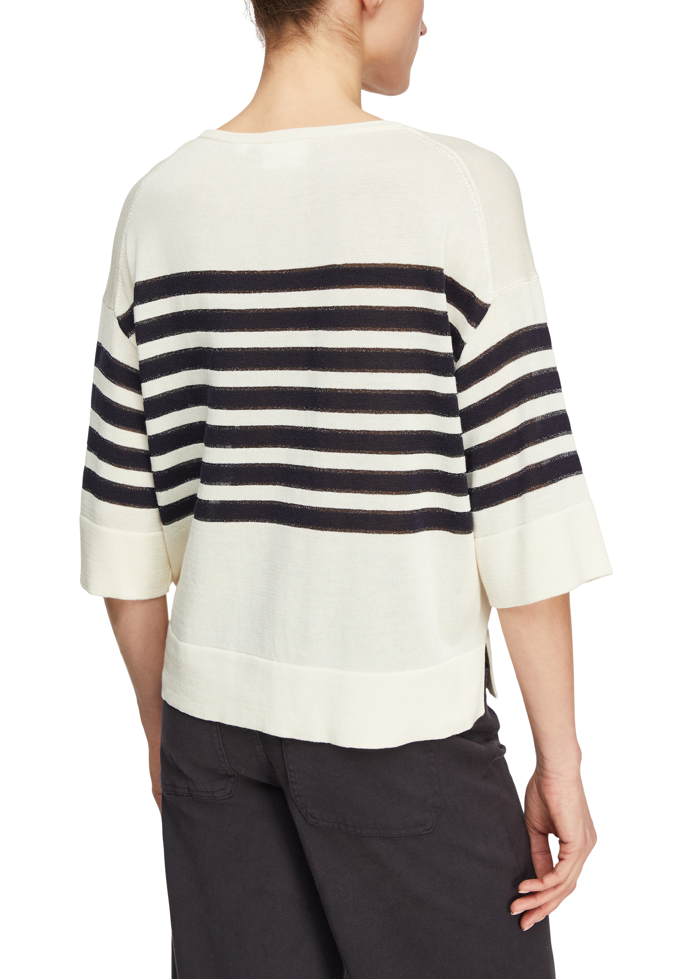 Comma Strandpullover mit 3/4-Ärmeln, atmungsaktiver und elastischer Materialmix
