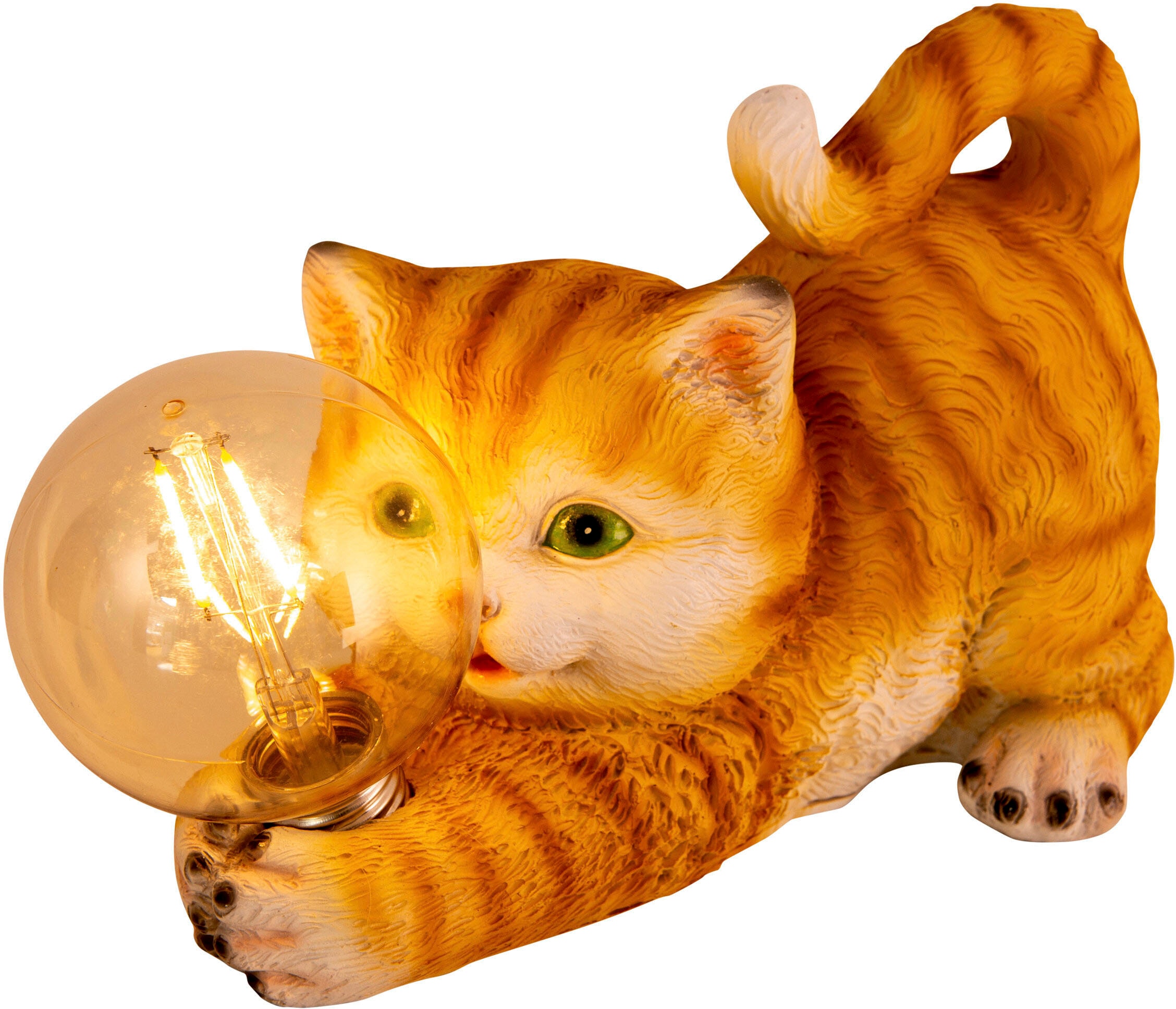 | »Katze«, online mit Kugel näve LED warmweißem und süße kaufen Garantie Jahren 1 Katze XXL mit gestreifte Solarleuchte 3 beleuchteter flammig-flammig, Licht