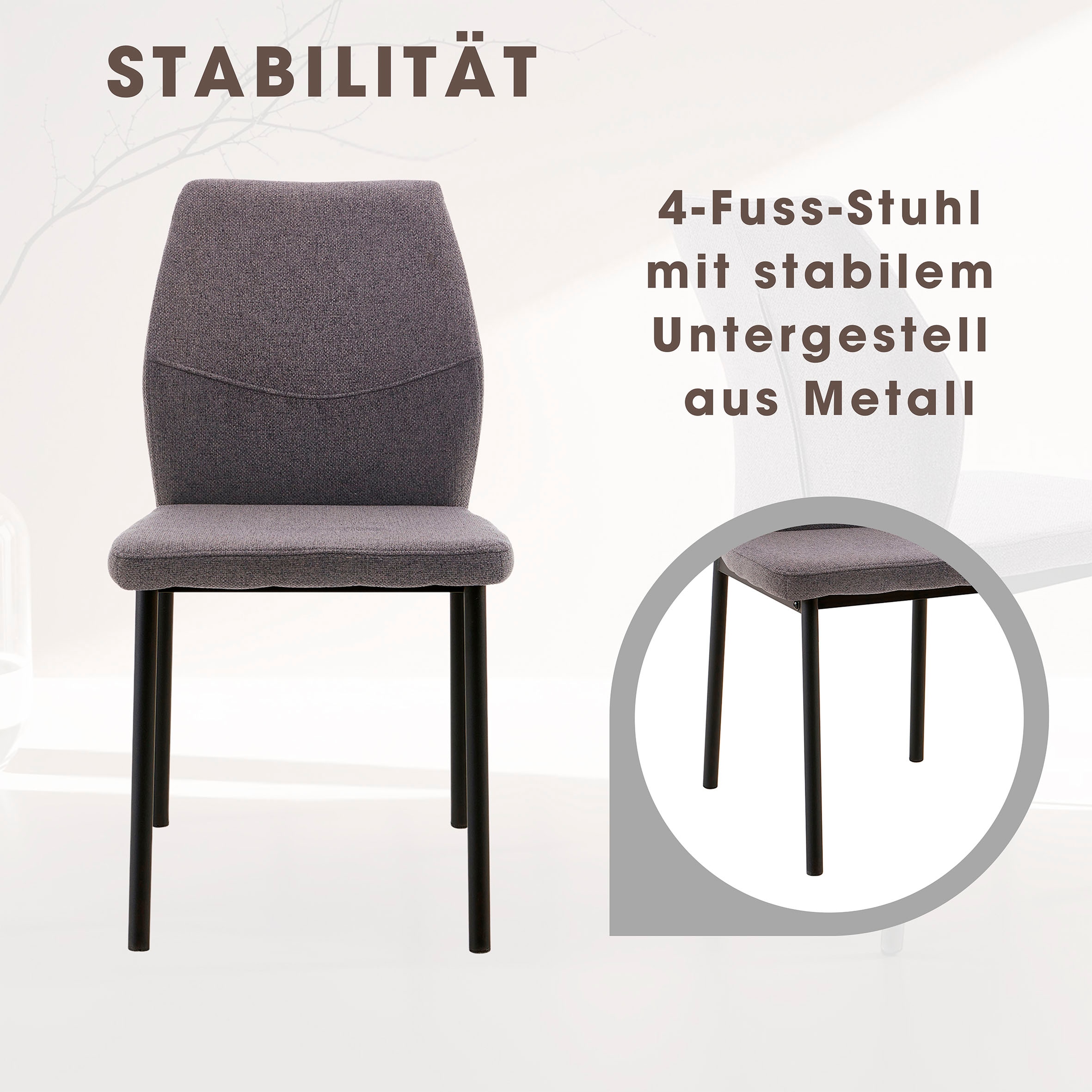 Home affaire Esszimmerstuhl »Lumos«, (Set), 2 St., Webstoff, Webstoff in vielen Farben erhältlich mit stabilem Metalluntergestell