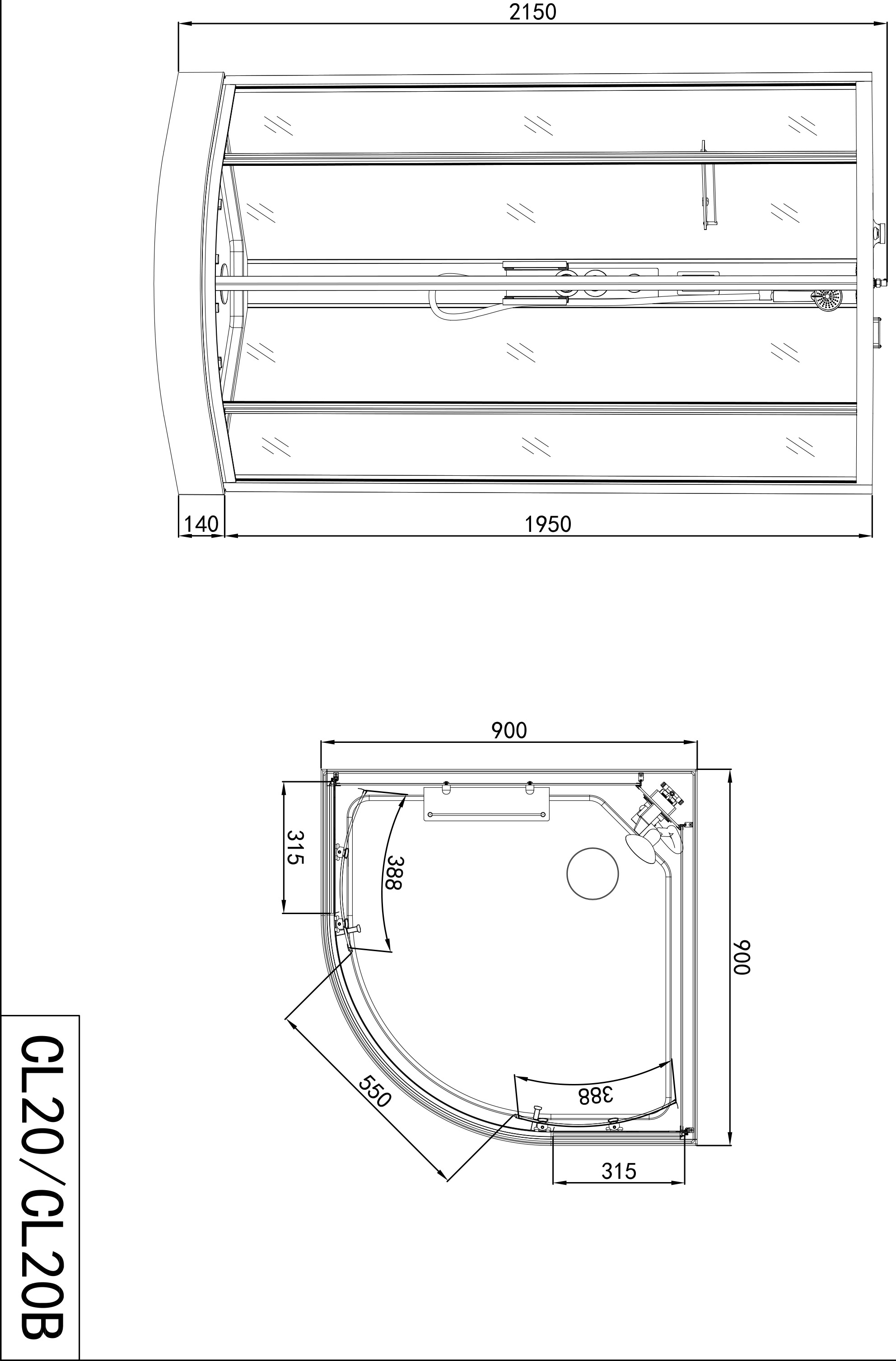 Sanotechnik Komplettdusche »AUSTIN«, LxBxH: 90x90x215cm