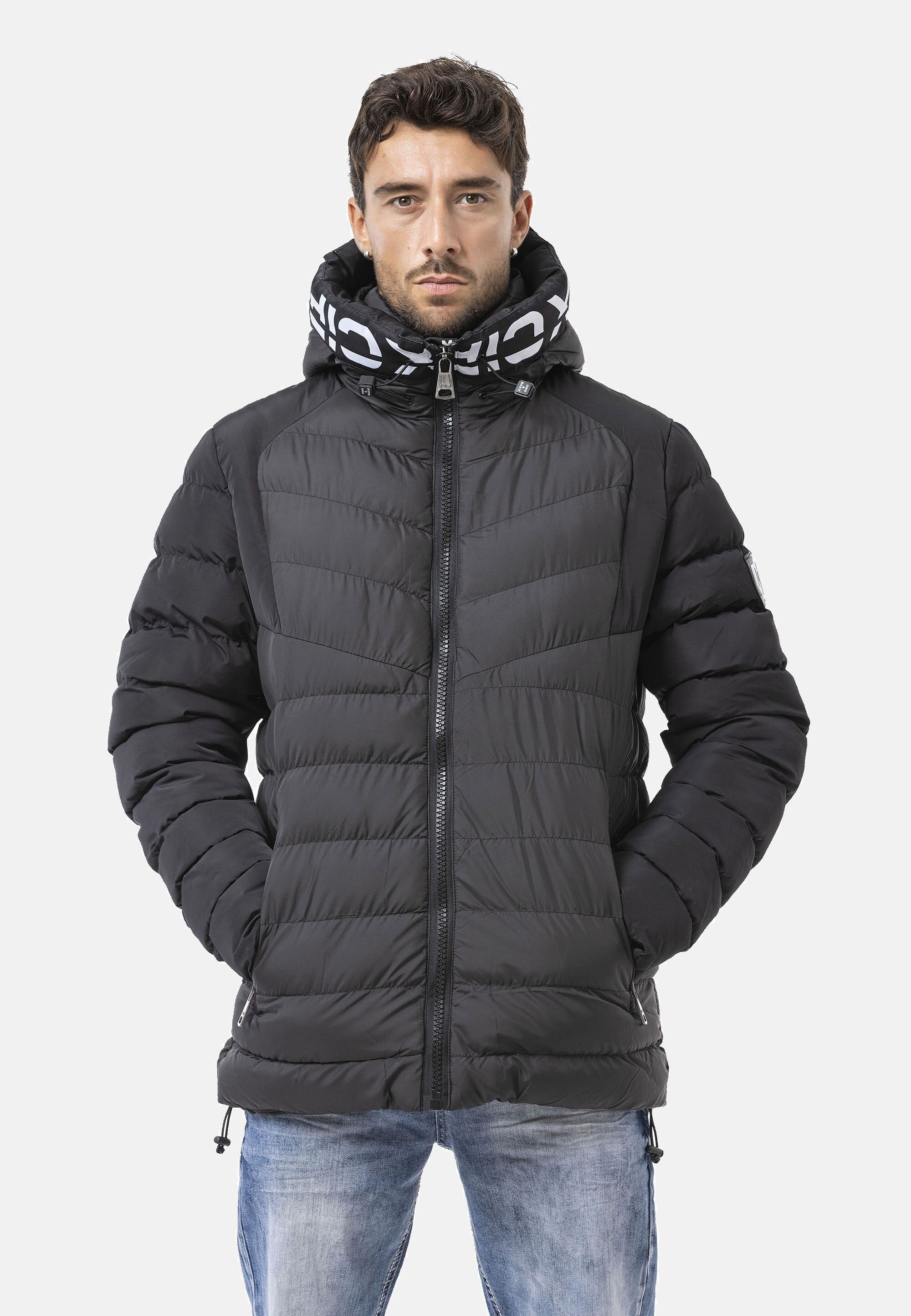 Cipo & Baxx Winterjacke »Cipo & Baxx Winterjacke CM185« mit Kapuze mit markanter Marken-Zipperleiste