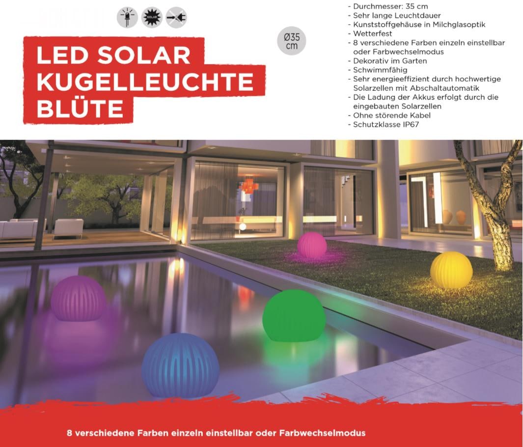 BONETTI LED Gartenleuchte »Kugelleuchte BLÜTE«, Leuchtmittel LED-Board | LED fest integriert, Blütenoptik, Ø 35 cm