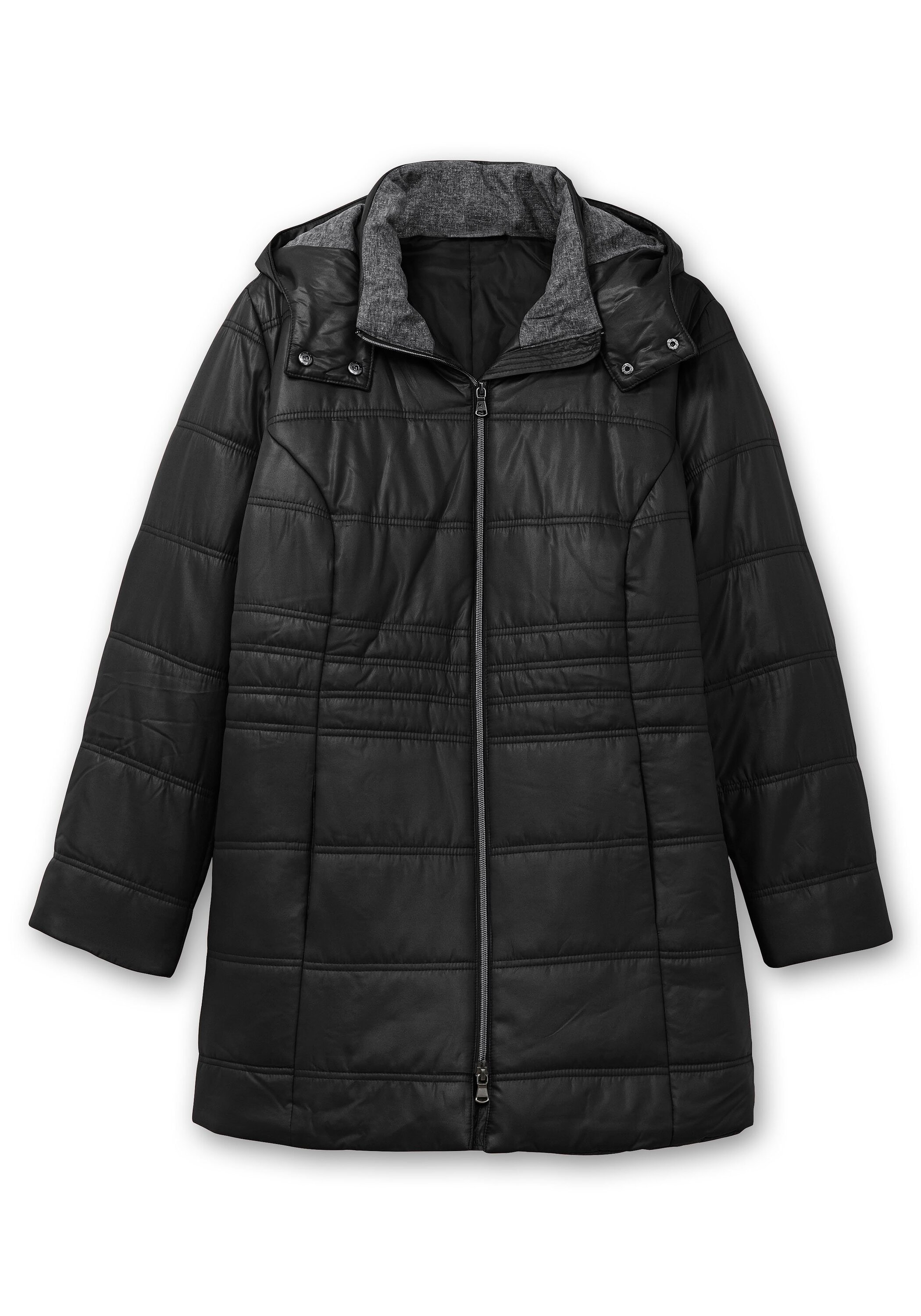 Sheego Steppjacke »Steppjacke mit Kapuze und Flanell-Details«
