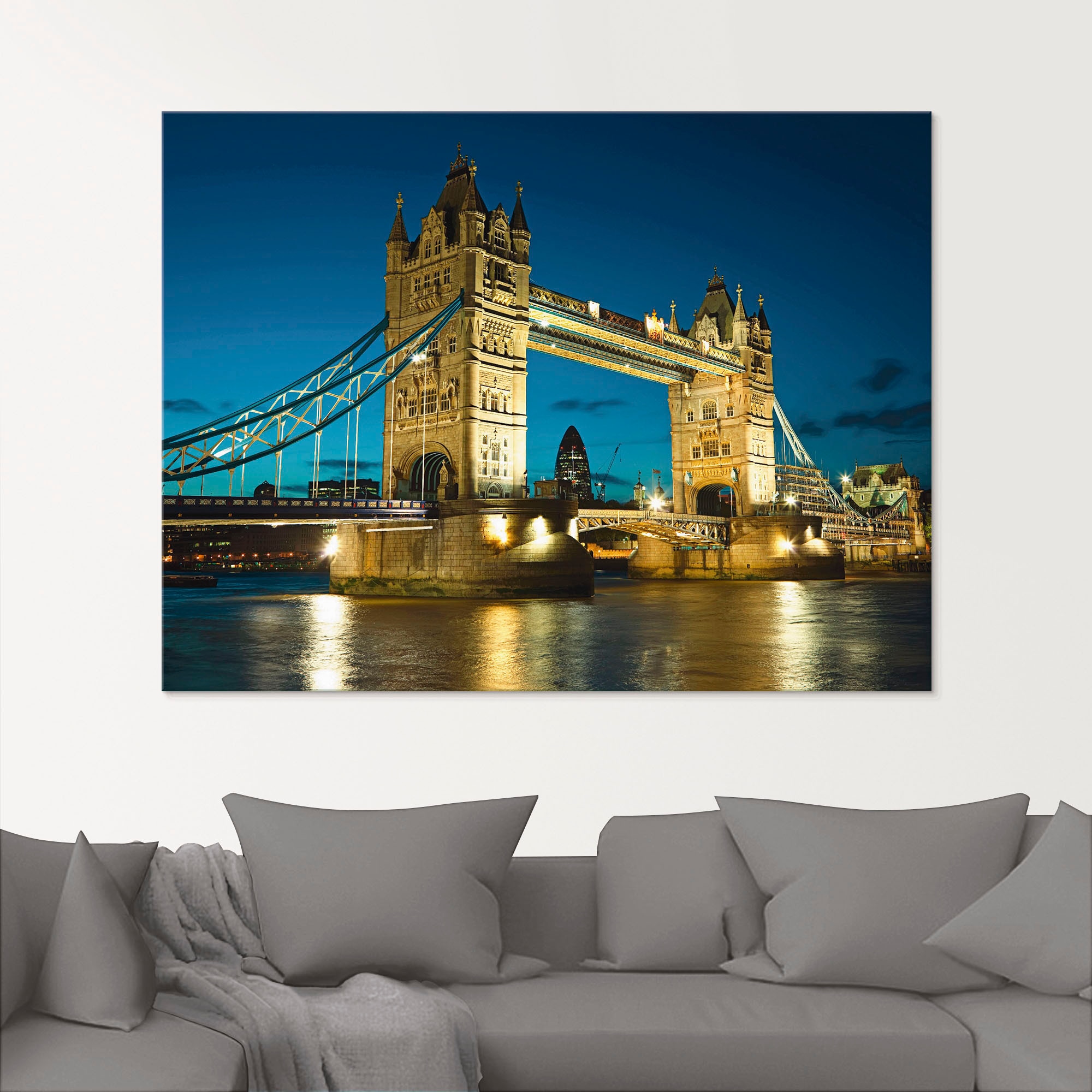 Artland Glasbild »Tower Bridge Abenddämmerung London«, Brücken, (1 St.), in verschiedenen Größen