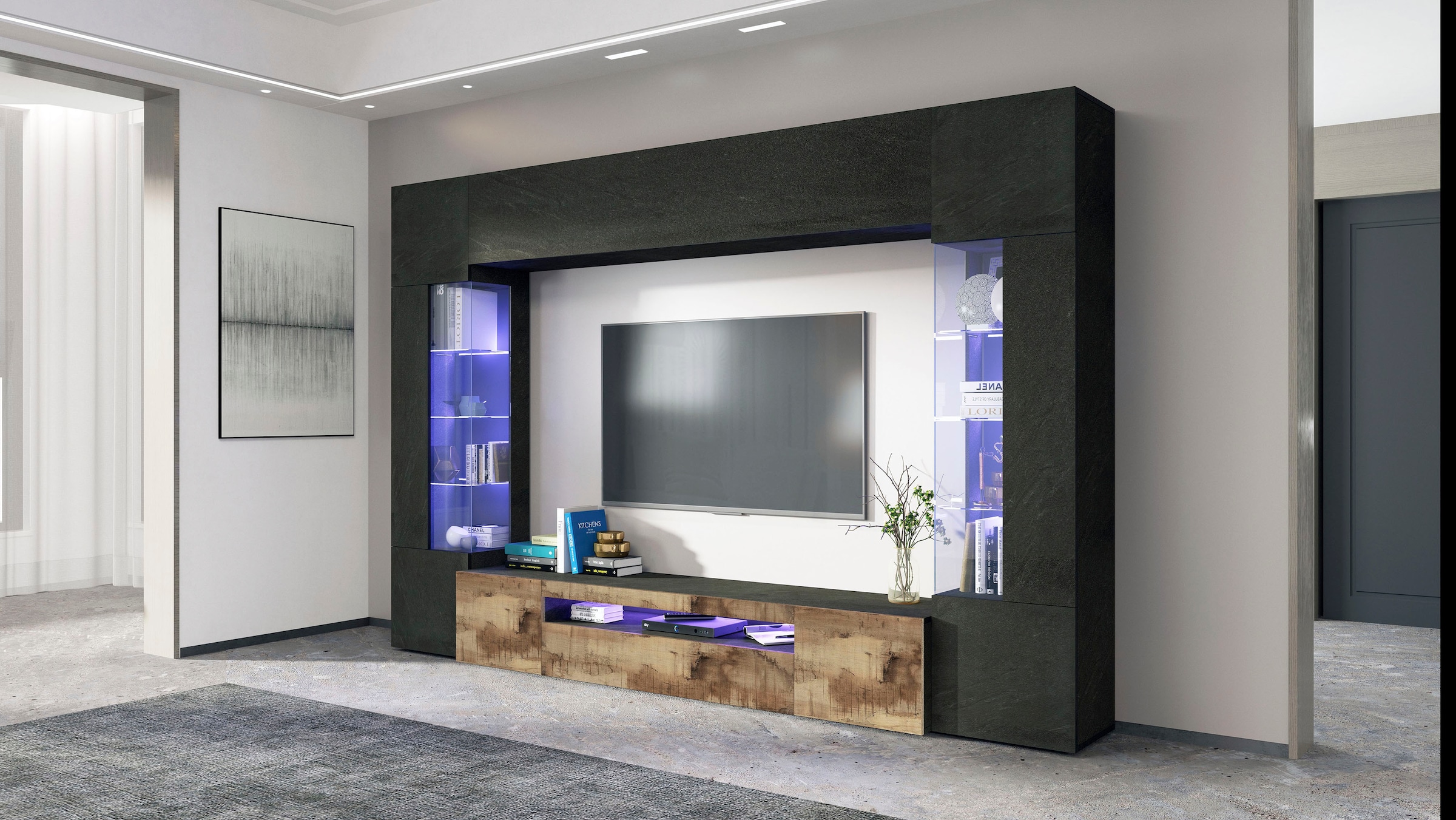 INOSIGN Wohnwand »New Egypt«, (4 St., Breite 290cm), bestehend aus 2 Stauraumvitrinen, 1 Lowboard, 1 Hängeschrank
