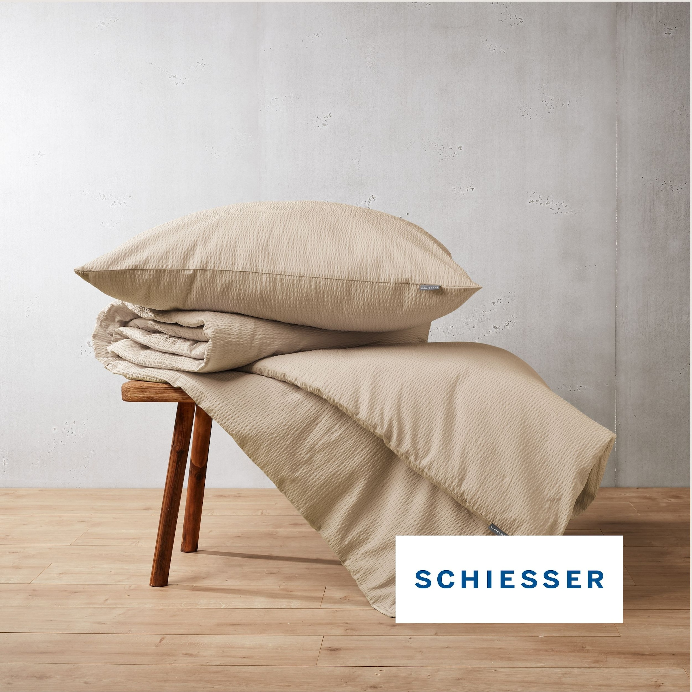 Schiesser Bettwäsche »Laura aus Baumwoll-Seersucker in zarten Farbtönen« 2 Stk. OEKO-TEX® MADE IN GREEN