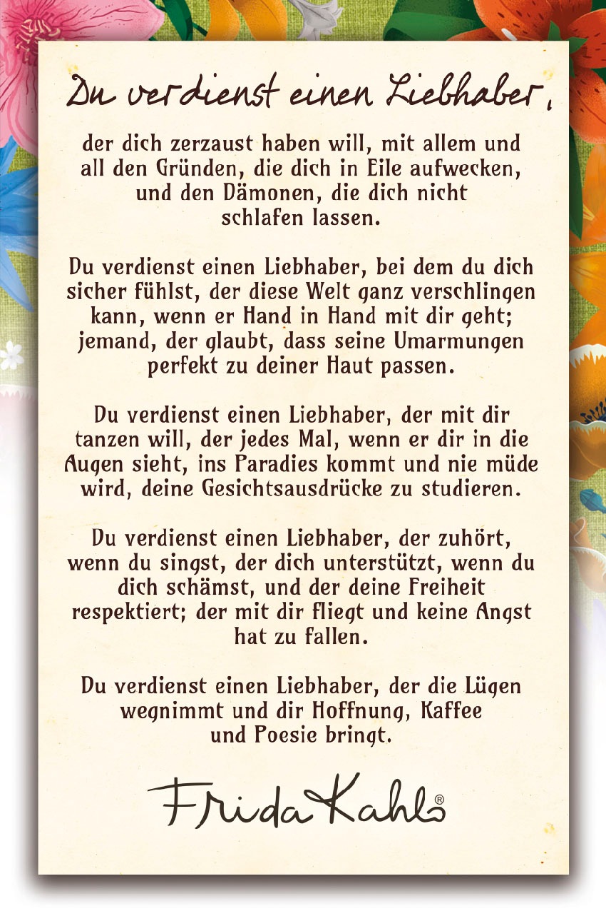 LuckyLinde Wanddekoobjekt »Frida Kahlo - Liebhaber« Exklusive JANOSCH Kindermotive, Stahlschild